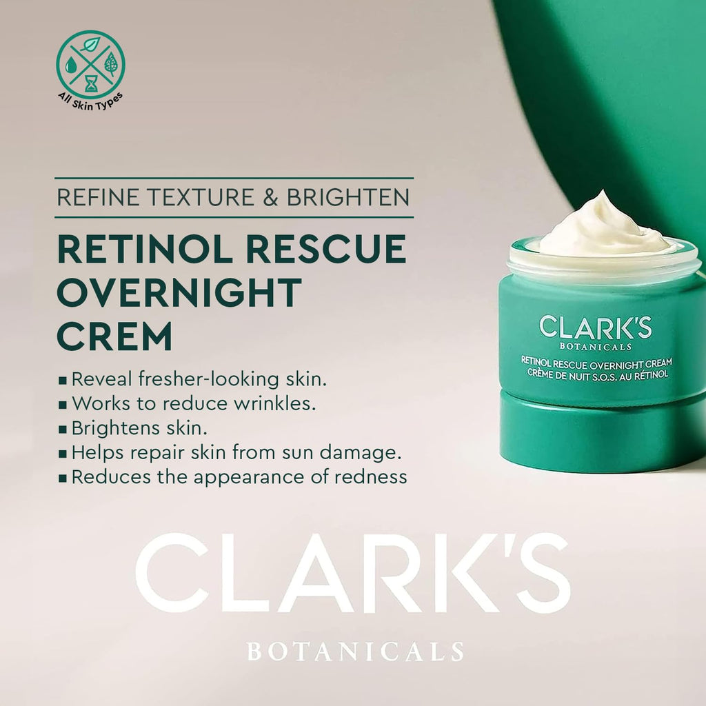 Clark's Botanicals Retinol Rescue Overnight Cream – Time-Released Retinol + Vitamin C