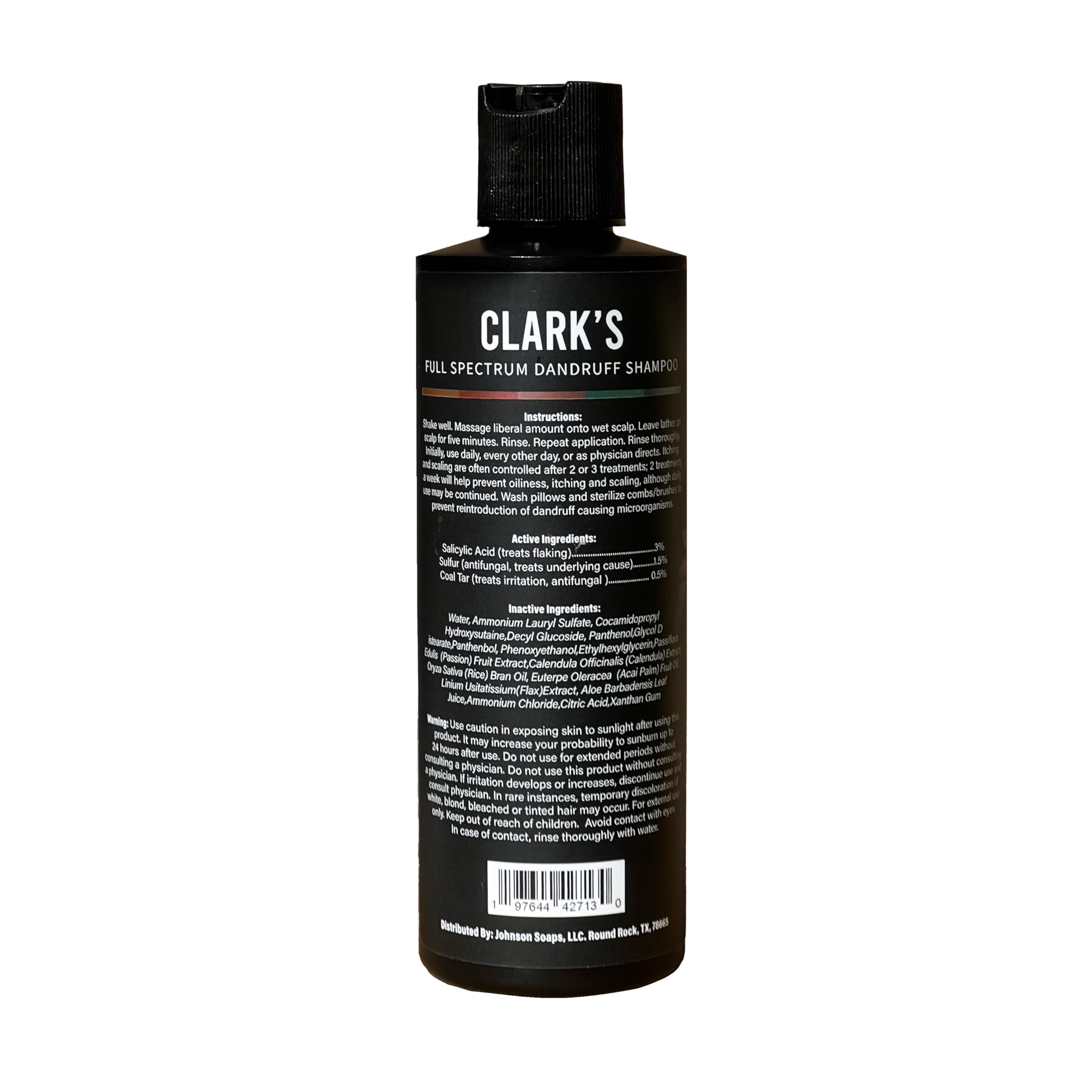 Clark's Full Spectrum Dandruff Shampoo with Coal Tar, Salicylic Acid, and Sulfur – 8 Fl Oz