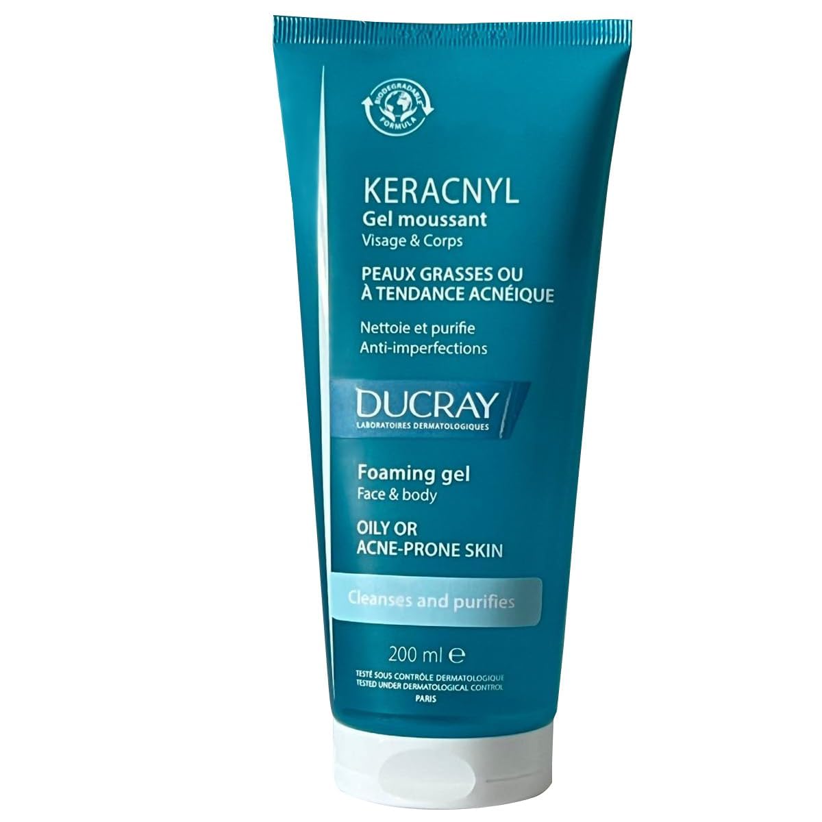 Classic Derma Ducray Keracnyl Foaming Gel – Acne-Prone Skin Face Wash, 200 ml (6.76 fl oz)