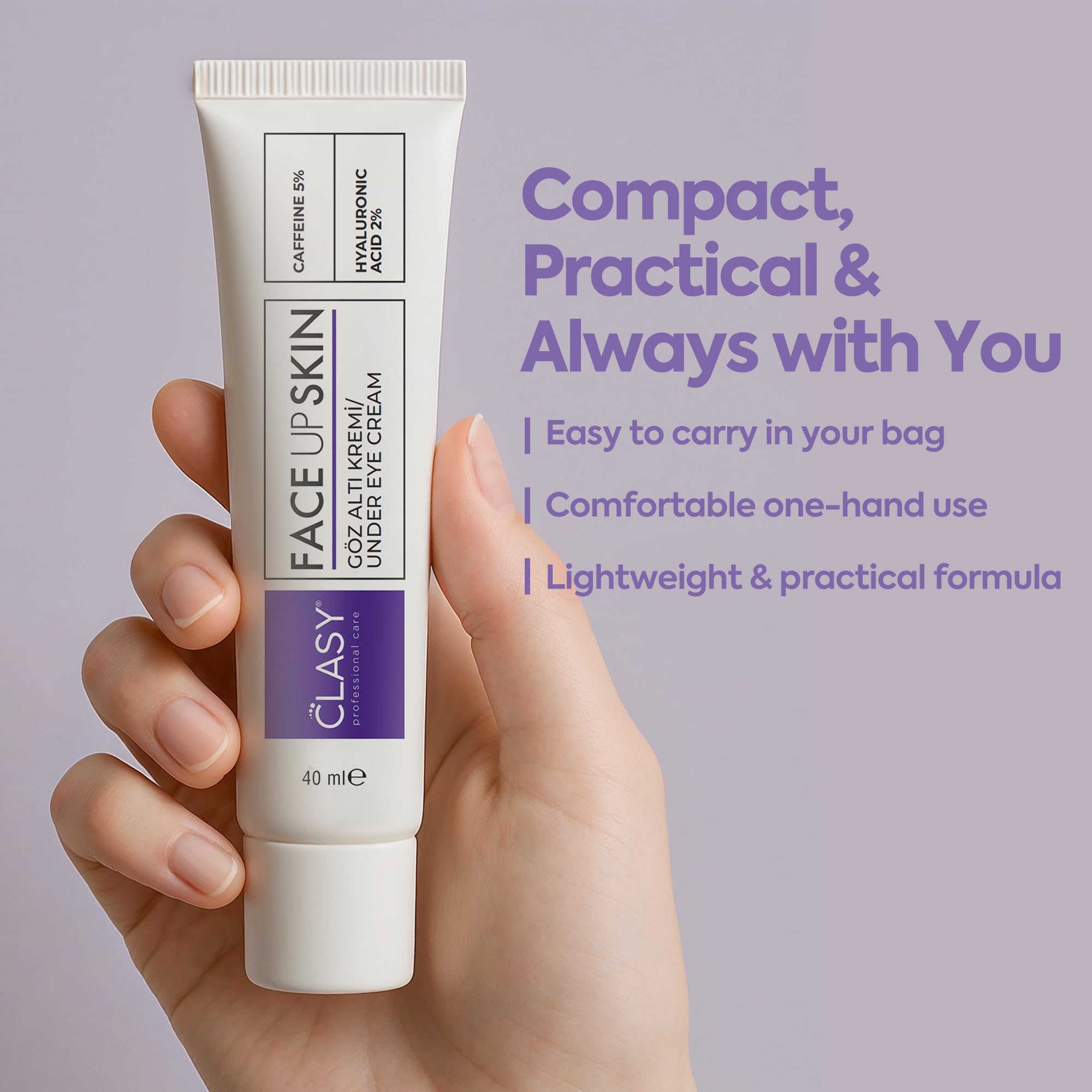 Clasy Care Under Eye Cream – Dark Circles & Puffiness, 5% Caffeine + 2% Hyaluronic Acid