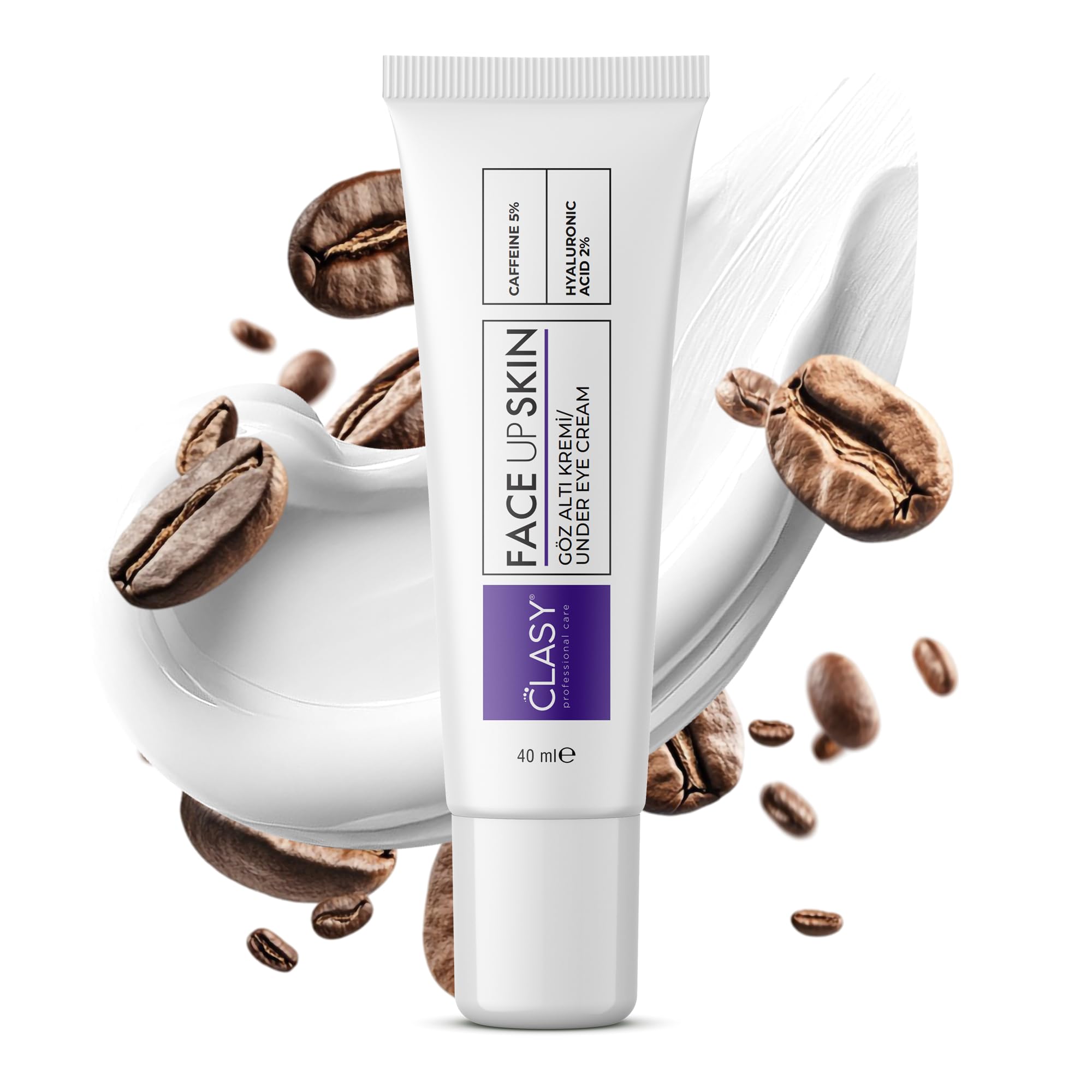 Clasy Care Under Eye Cream – Dark Circles & Puffiness, 5% Caffeine + 2% Hyaluronic Acid