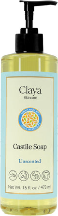 Claya Liquid Castile Soap – Organic Oils, Palm-Free, Unscented (16 oz)