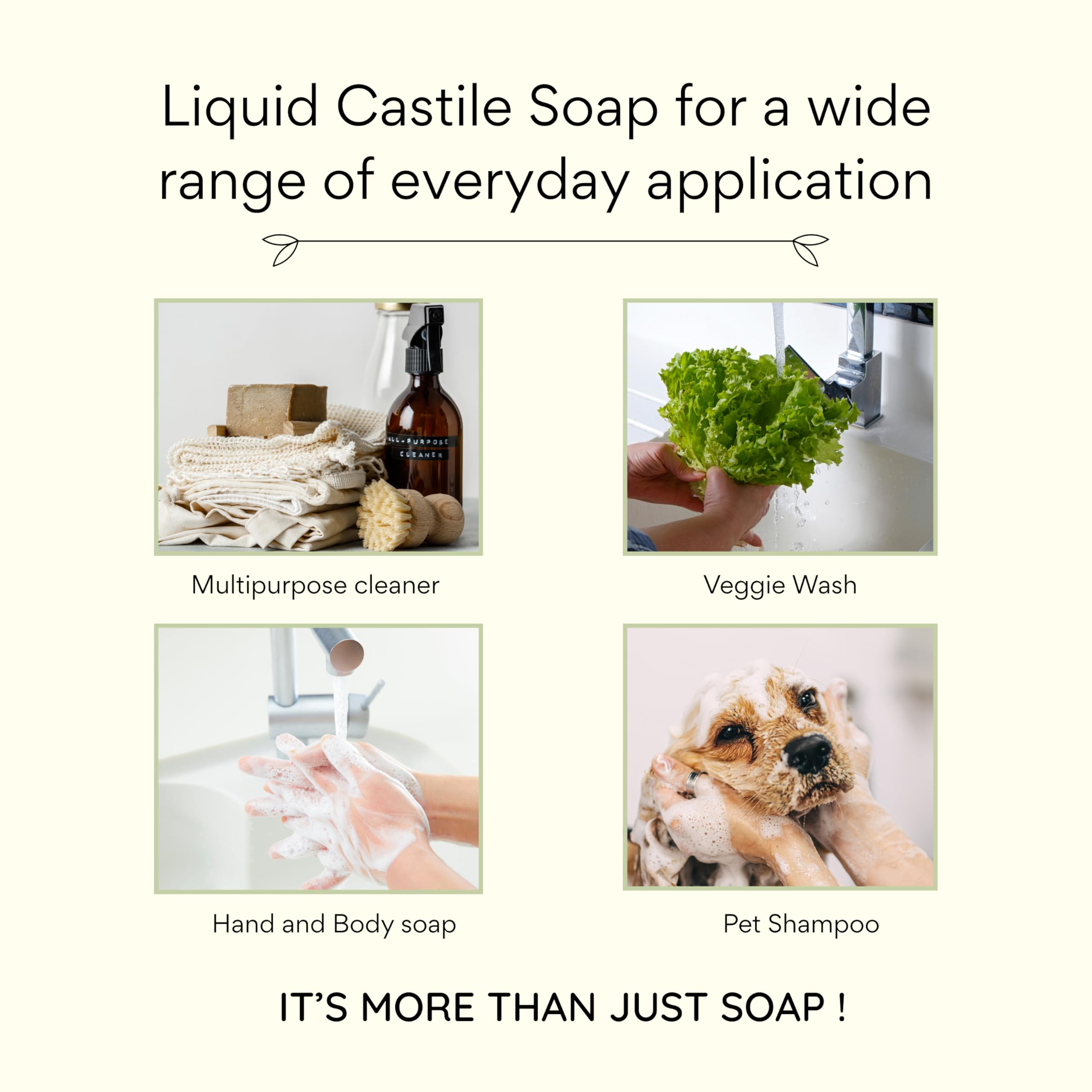 Claya Liquid Castile Soap – Organic Oils, Palm-Free, Unscented (16 oz)
