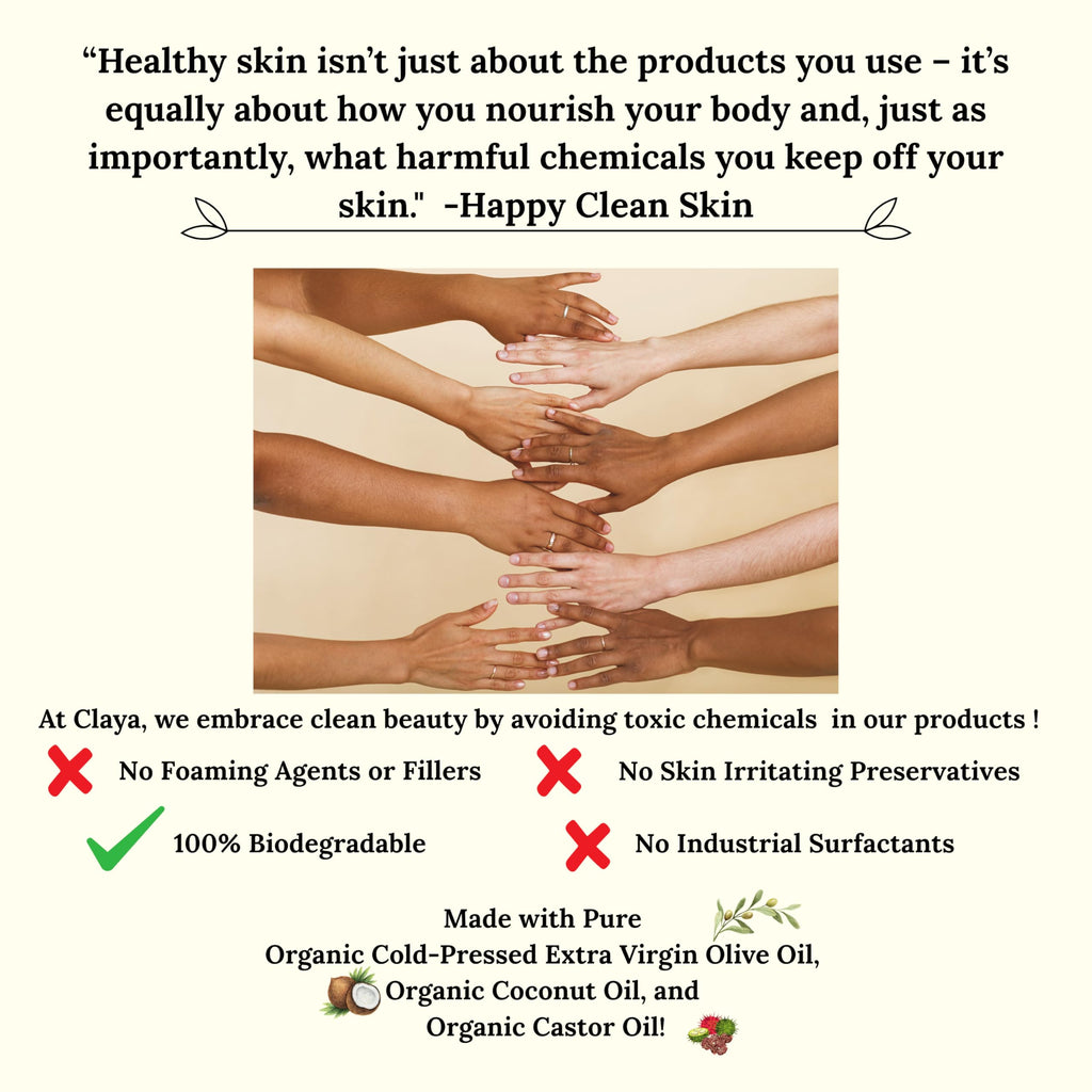 Claya Liquid Castile Soap – Organic Oils, Palm-Free, Unscented (16 oz)