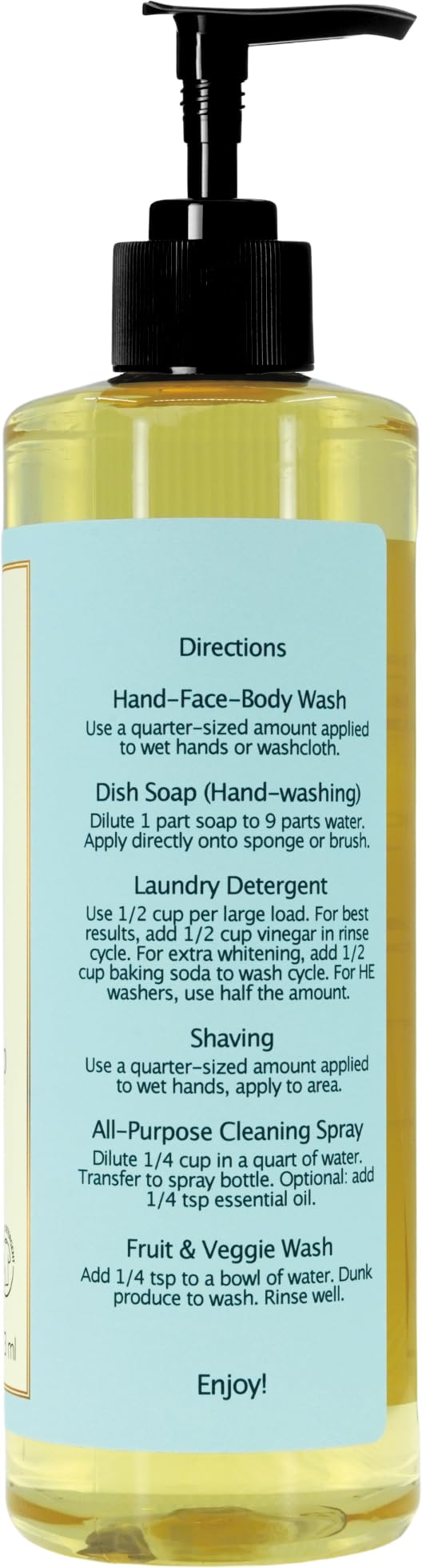 Claya Liquid Castile Soap – Organic Oils, Palm-Free, Unscented (16 oz)