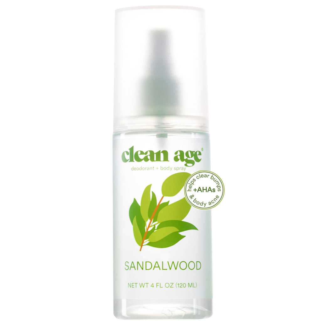 Clean Age Aluminum Free Deodorant & Body Spray - Sandalwood for Teens (4oz)