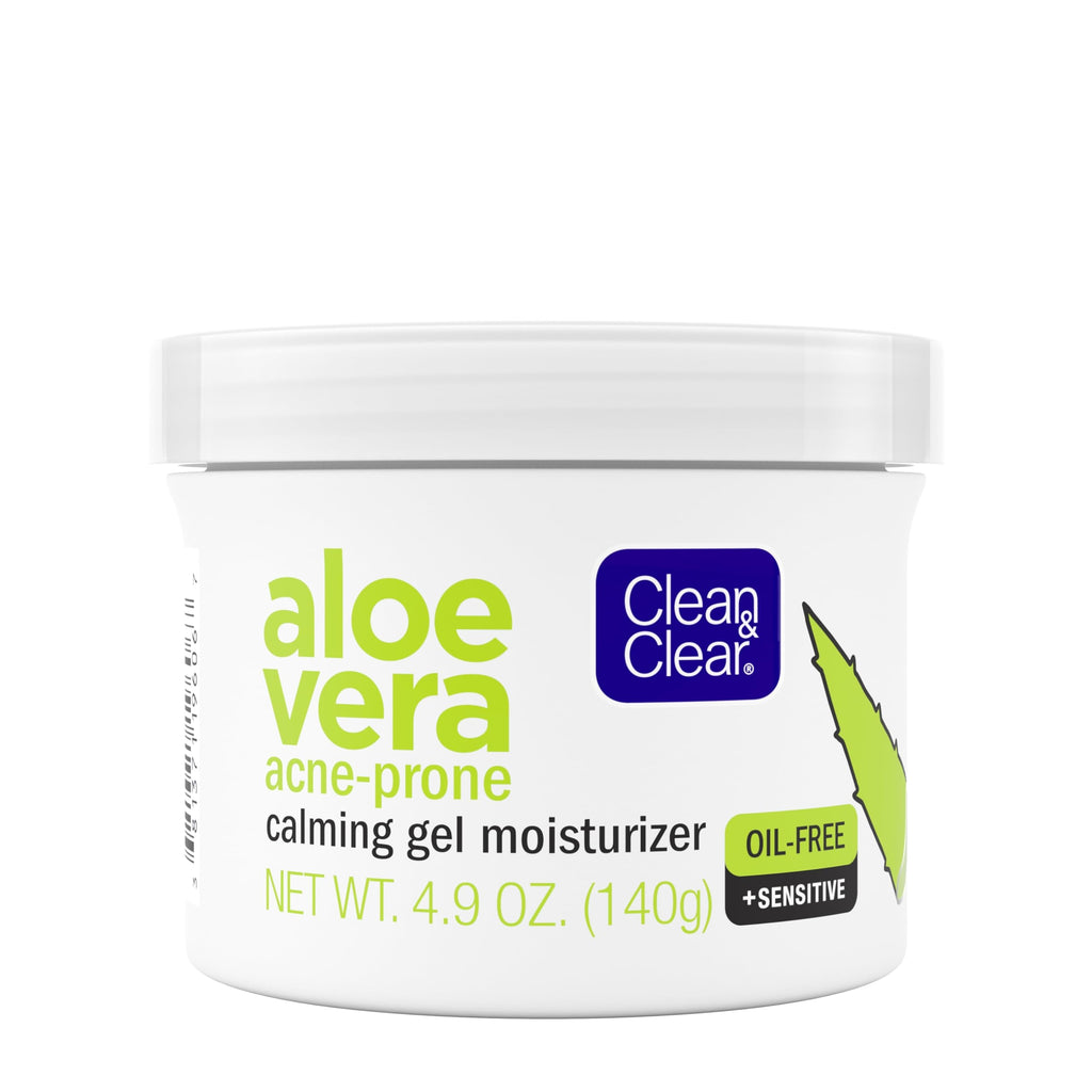 Clean & Clear Aloe Vera Calming Gel Facial Moisturizer for Acne-Prone & Sensitive Skin – Oil-Free, 4.9 oz
