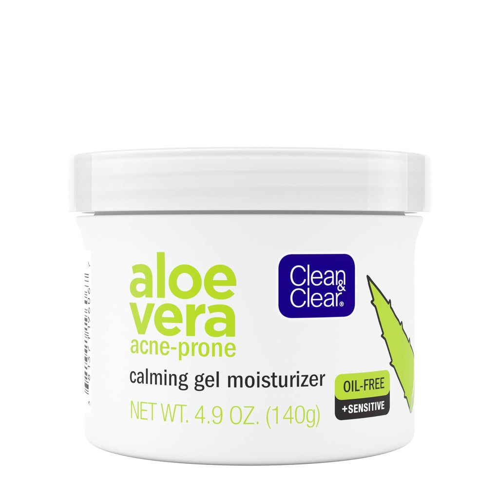 Clean & Clear Aloe Vera Calming Gel Facial Moisturizer for Acne-Prone & Sensitive Skin – Oil-Free, 4.9 oz