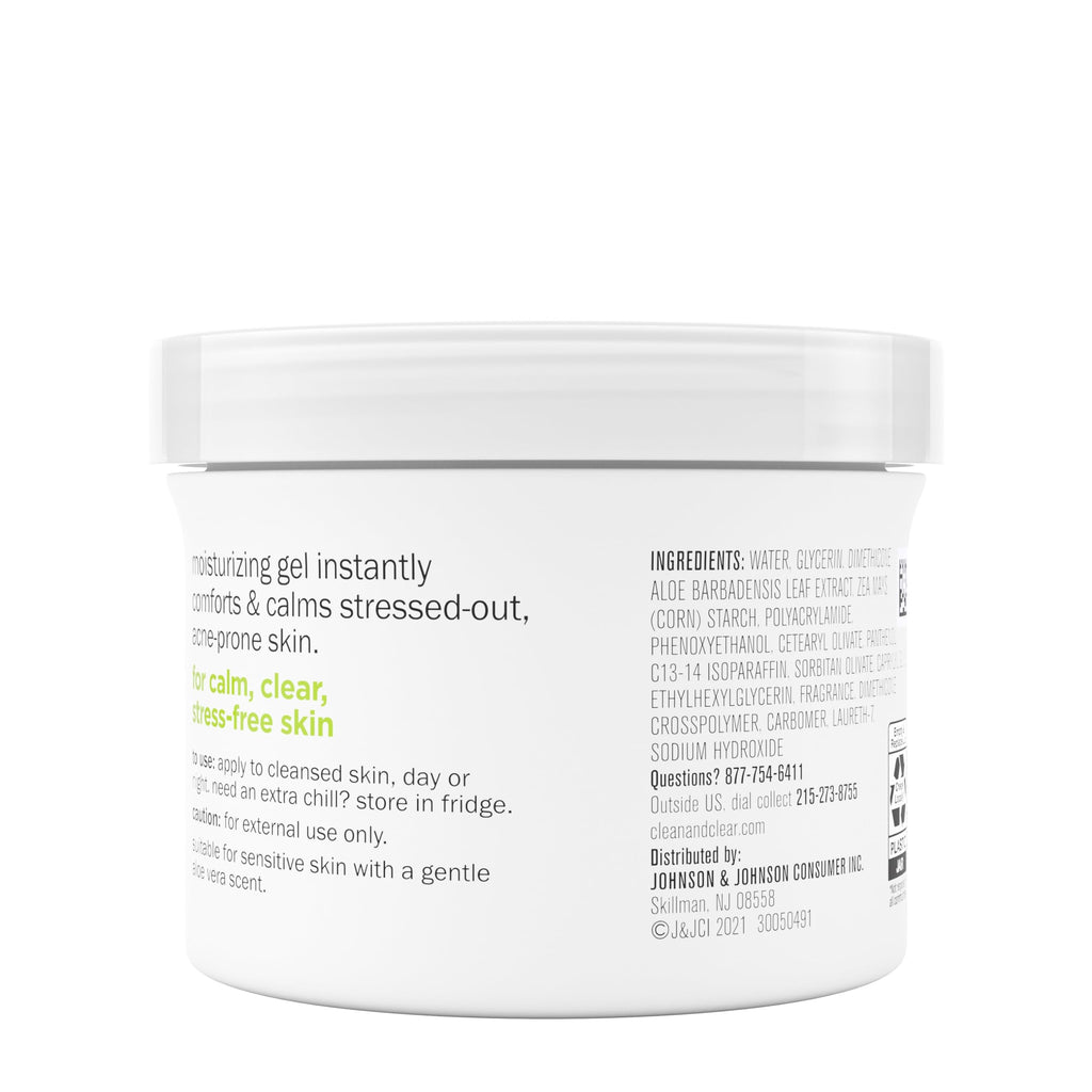 Clean & Clear Aloe Vera Calming Gel Facial Moisturizer for Acne-Prone & Sensitive Skin – Oil-Free, 4.9 oz