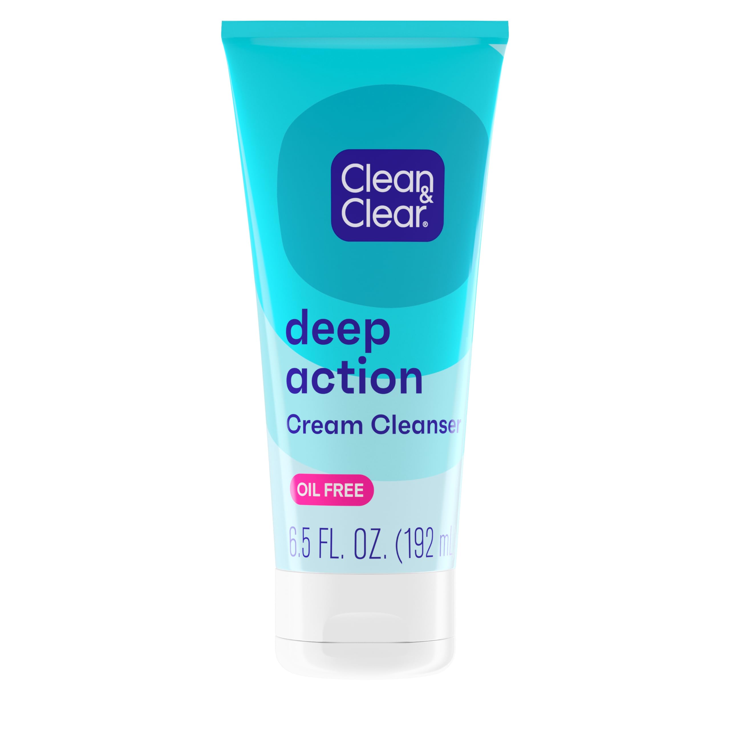 Clean & Clear Oil-Free Deep Action Cream Facial Cleanser – 6.5 oz (Pack of 2) for Acne-Prone Skin