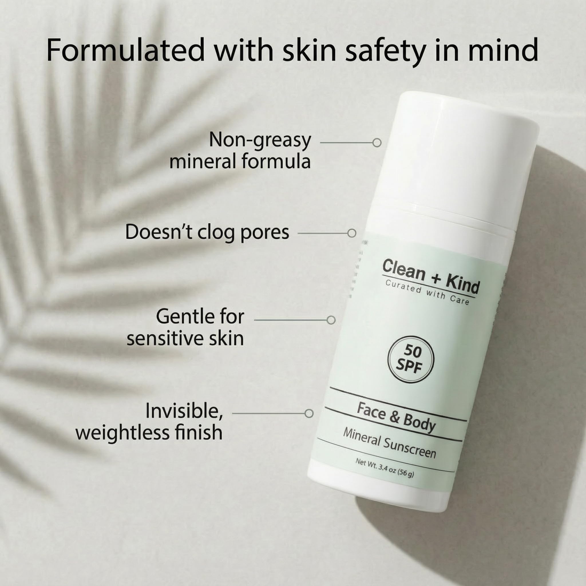 Clean + Kind Tallow Sunscreen SPF 50 – Mineral Zinc Oxide (3.4 oz)