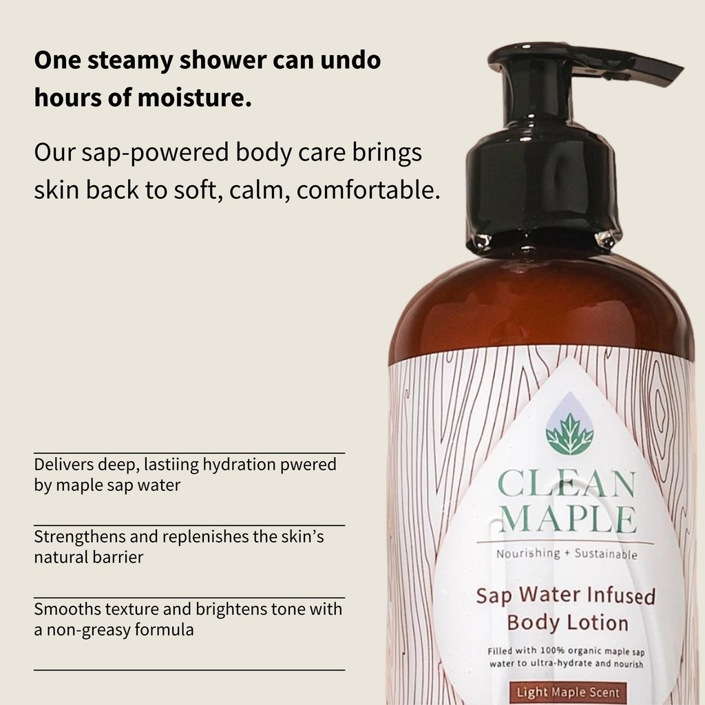Clean Maple Maple Sap Water Body Lotion, 10 oz — Niacinamide & Squalane, Light Maple