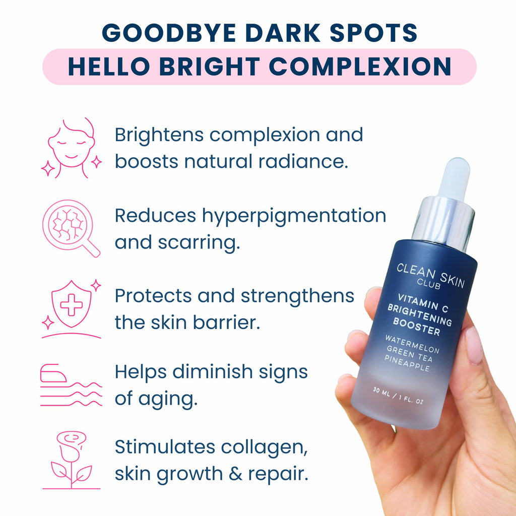 Clean Skin Club Vitamin C Serum & Brightening Booster – Brighten, Protect & Hydrate