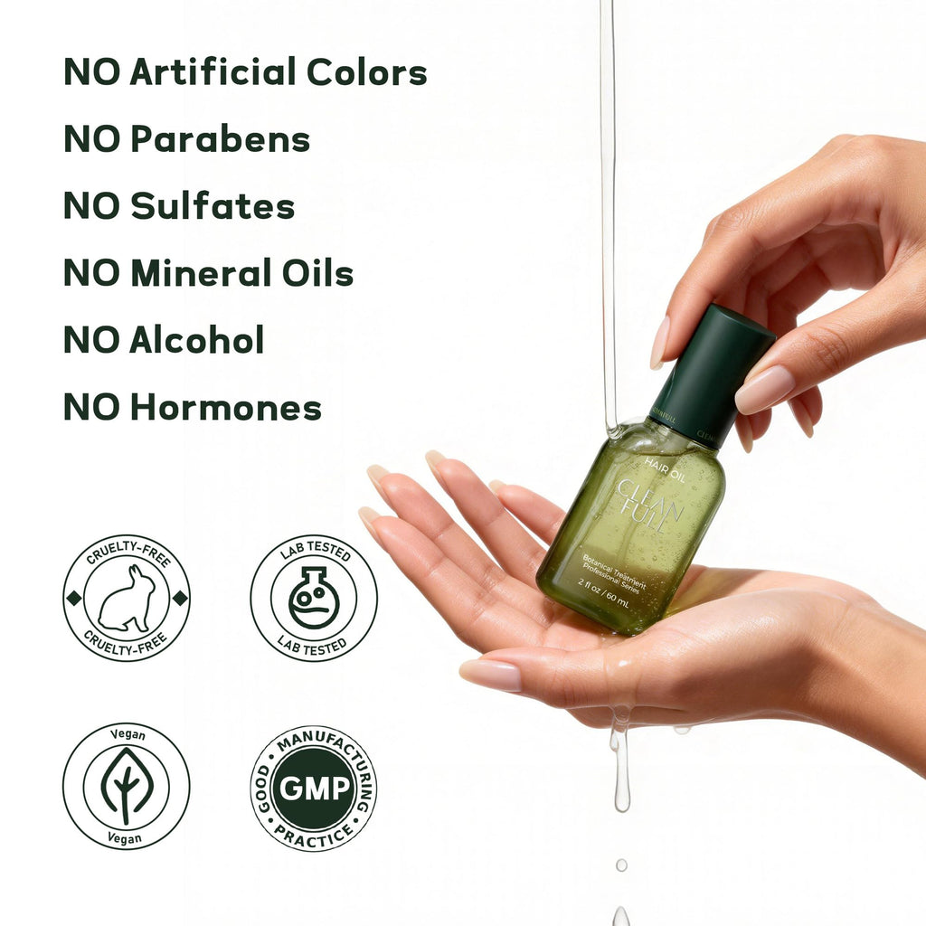 CLEANFULL Botanical Hair Oil – Lightweight Leave-In Serum with Heat Protection & Frizz Control