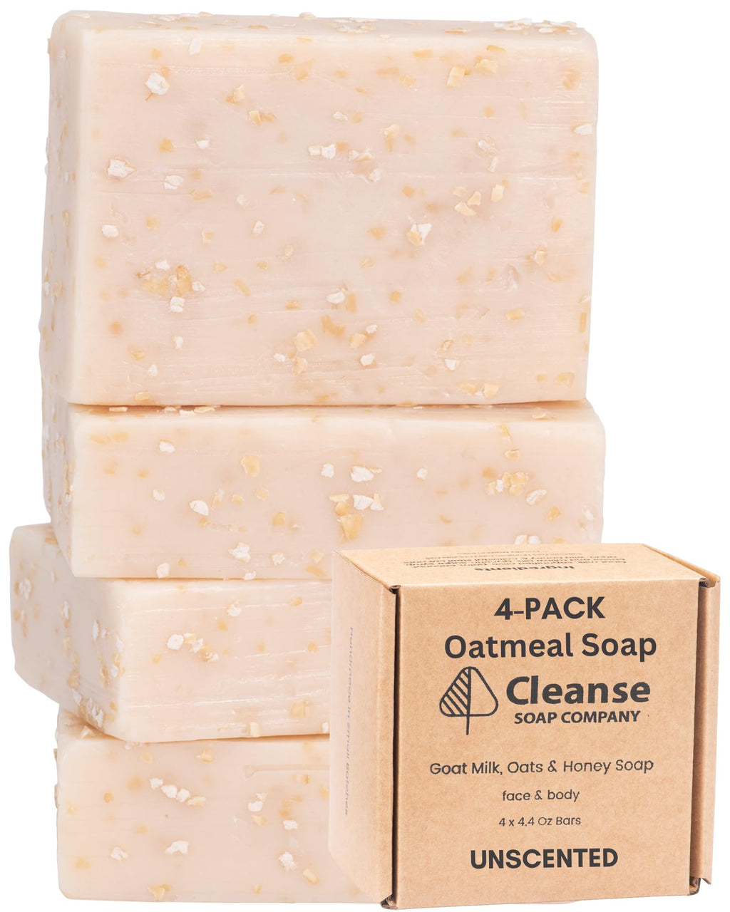 Cleanse Soap Company Oatmeal Bar for Itchy Skin & Eczema – Fragrance-Free Goat Milk & Honey Soap
