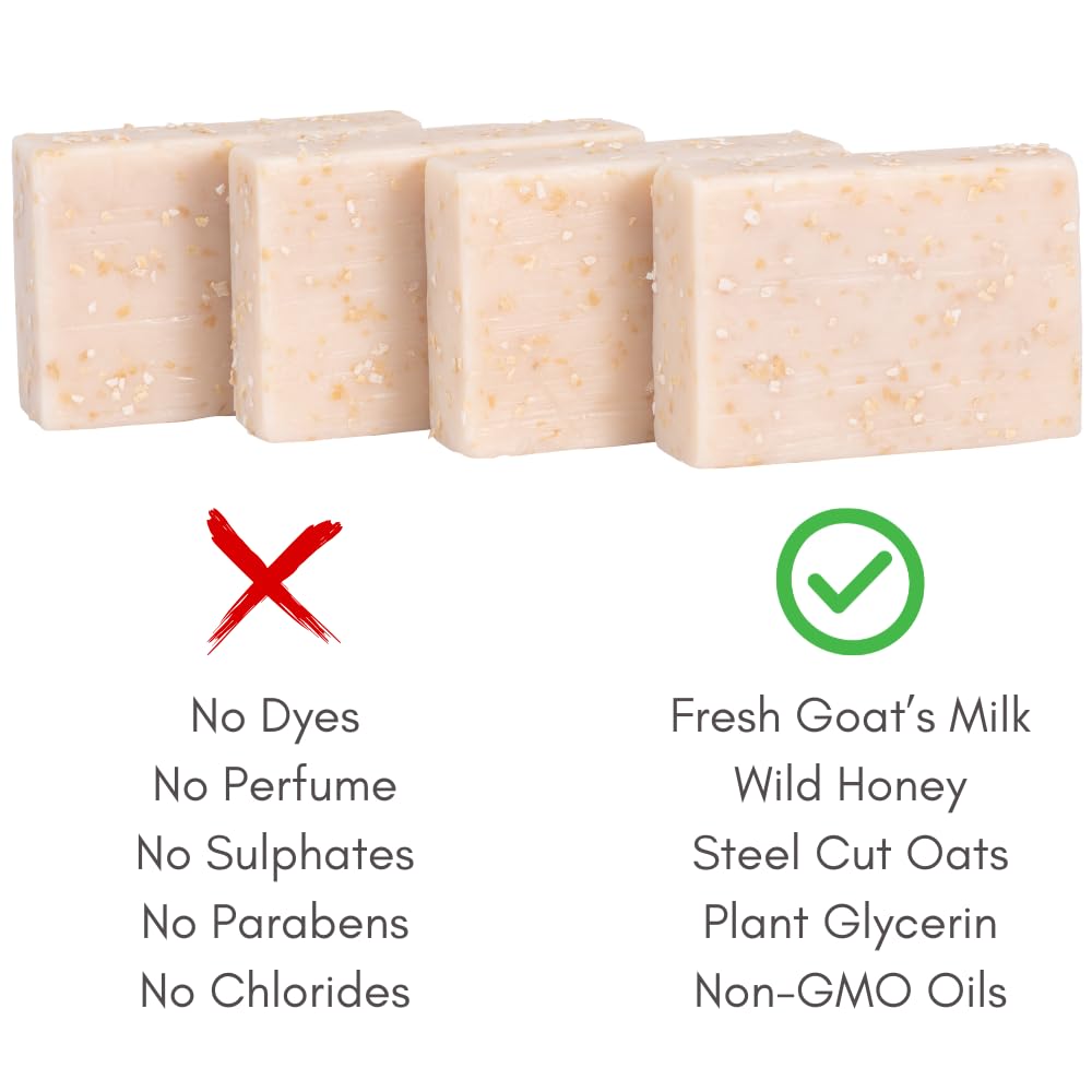 Cleanse Soap Company Oatmeal Bar for Itchy Skin & Eczema – Fragrance-Free Goat Milk & Honey Soap