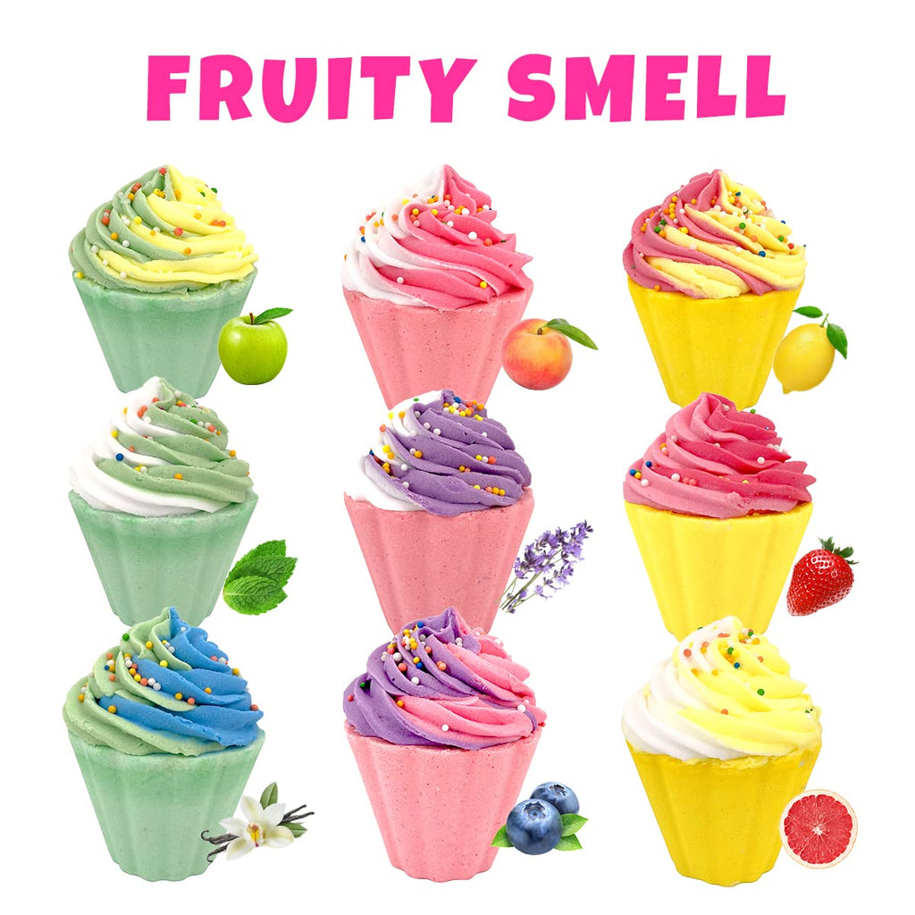Clear and Fresh 9-Pack Cupcake Bath Bombs for Kids – Jewelry Inside