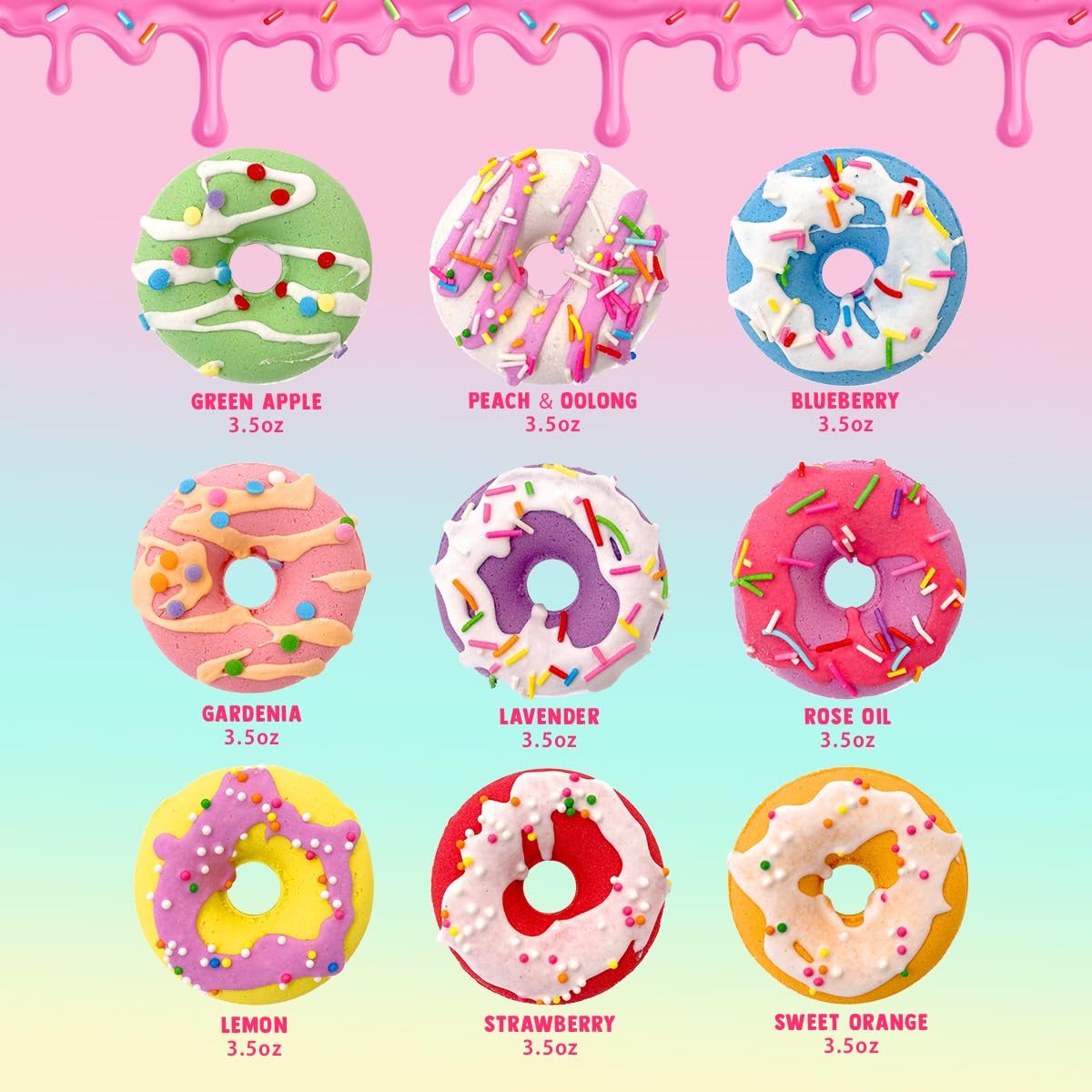 Clear and Fresh Donut Bath Bombs for Kids – Safe, Fragrant Bath Bombs with Bracelet Inside