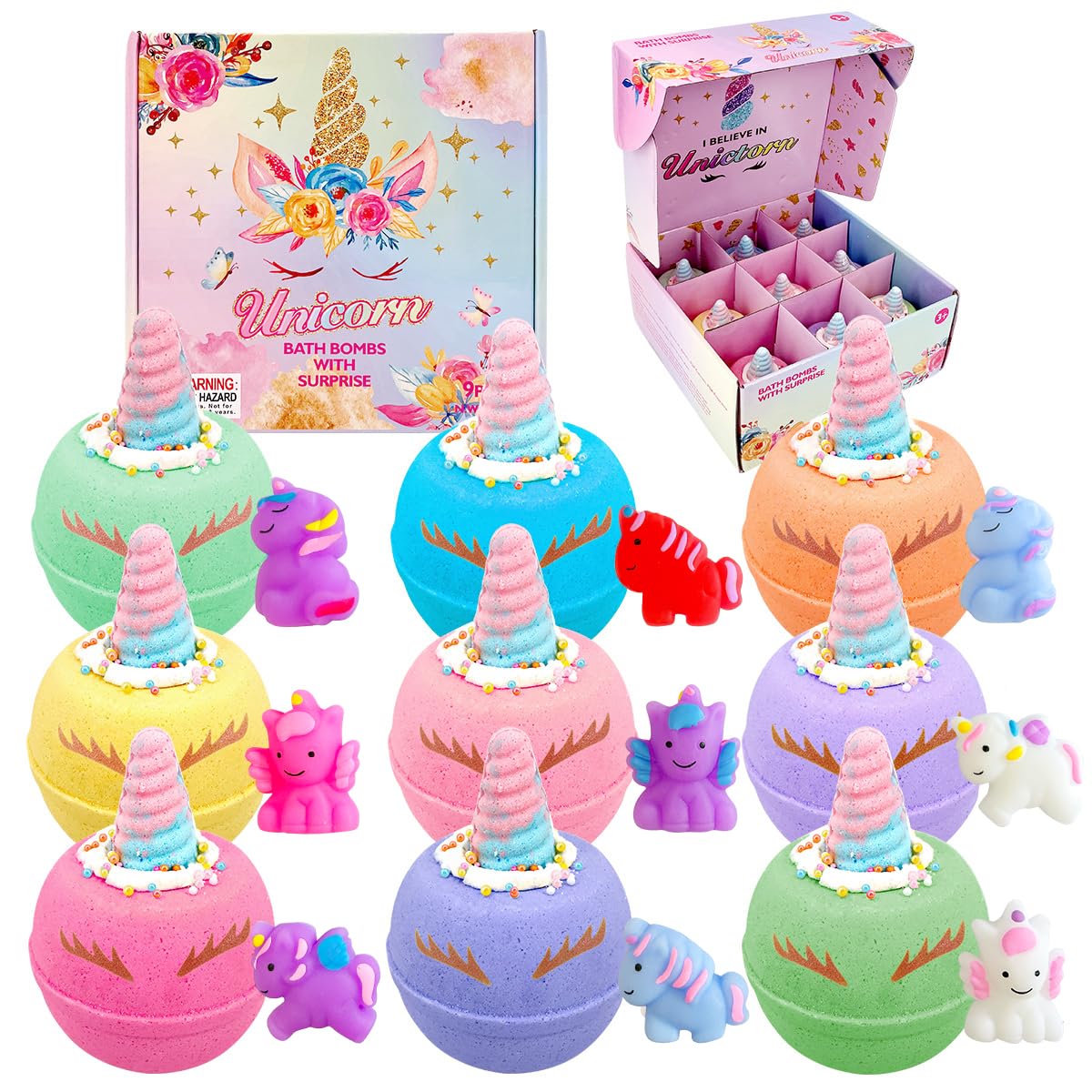 Clear and Fresh Unicorn Bath Bombs for Kids — Surprises Inside, Calming Scents