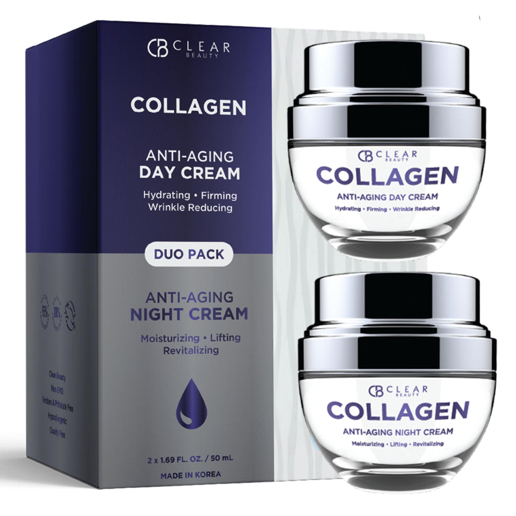 Clear Beauty Collagen Day & Night Moisturizer Duo Pack – Hydration & Elasticity