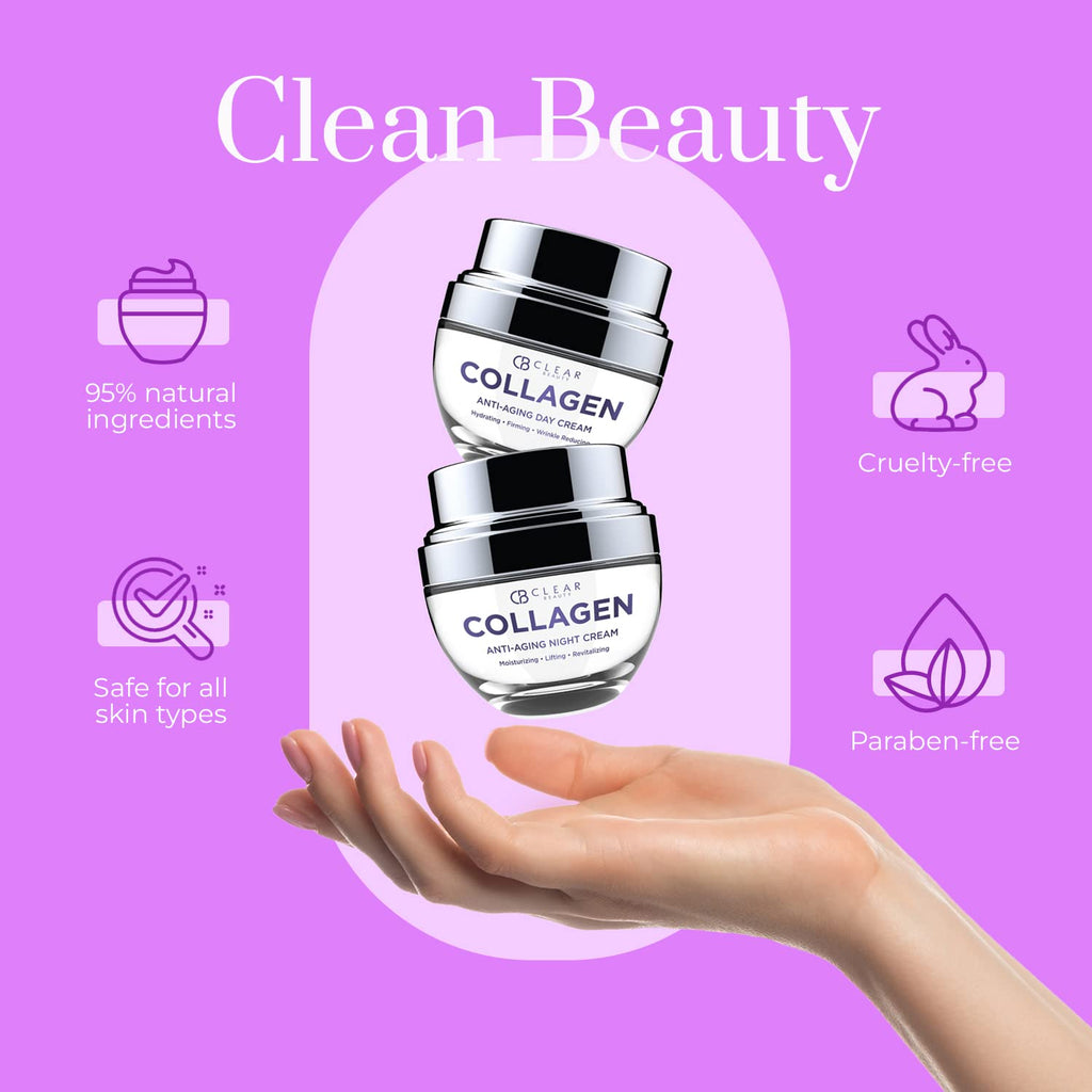 Clear Beauty Collagen Day & Night Moisturizer Duo Pack – Hydration & Elasticity