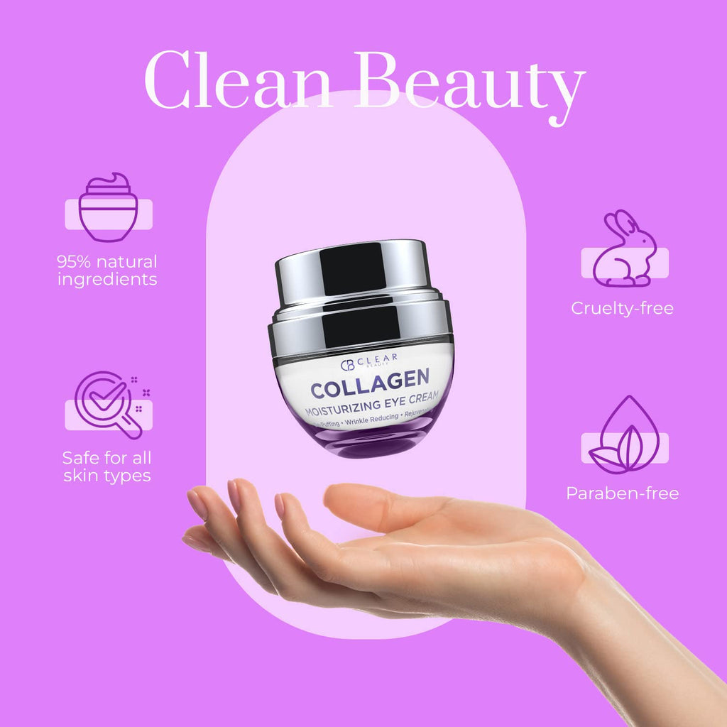 Clear Beauty Collagen Eye Cream - Hydration, Plumping & Dark Circle Reduction - Korean Skincare for All Skin Types - 1.01 Fl Oz