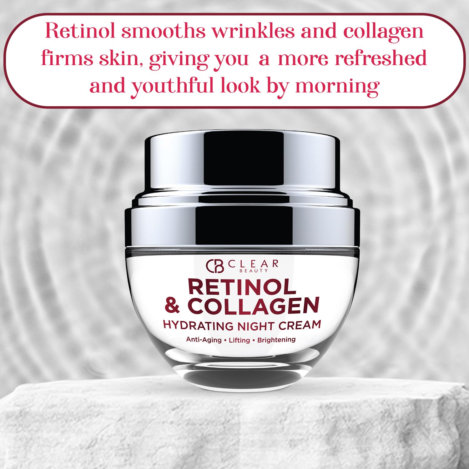 Clear Beauty Collagen & Retinol Night Cream – Firms, Hydrates & Smooths Fine Lines | 1.69 oz | Vegan & Clean K-Beauty