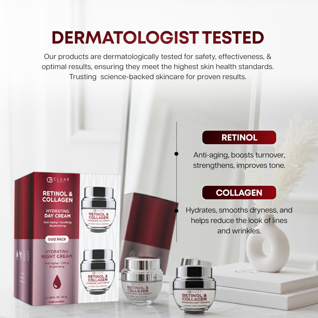 Clear Beauty Retinol & Collagen Day & Night Cream Duo – Vegan Korean Skincare