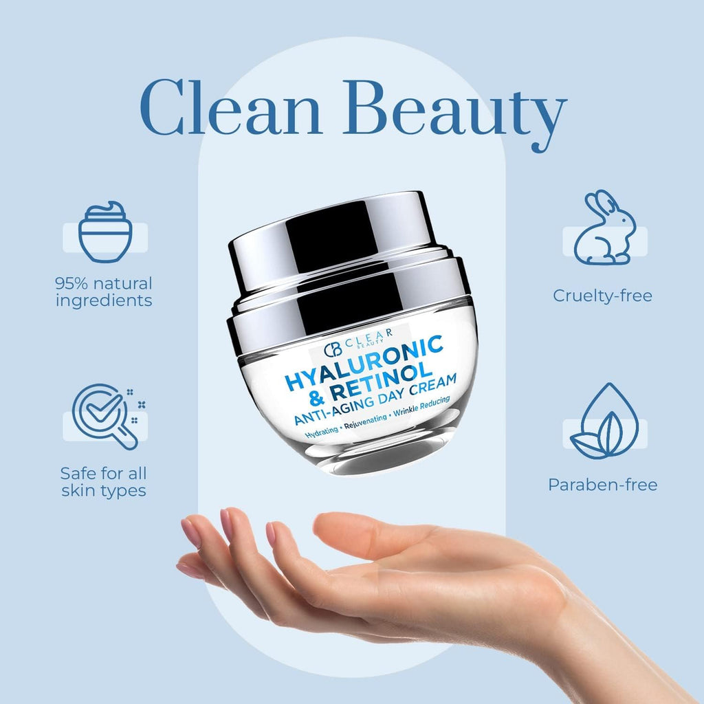 Clear Beauty Hyaluronic & Retinol Face Moisturizer – Hydrating Day Cream for Dry & Mature Skin