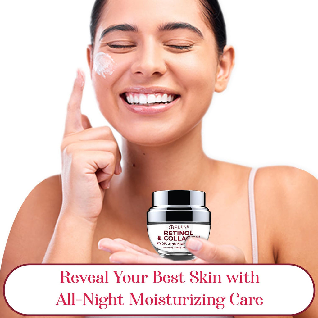 Clear Beauty Collagen & Retinol Night Cream – Firms, Hydrates & Smooths Fine Lines | 1.69 oz | Vegan & Clean K-Beauty