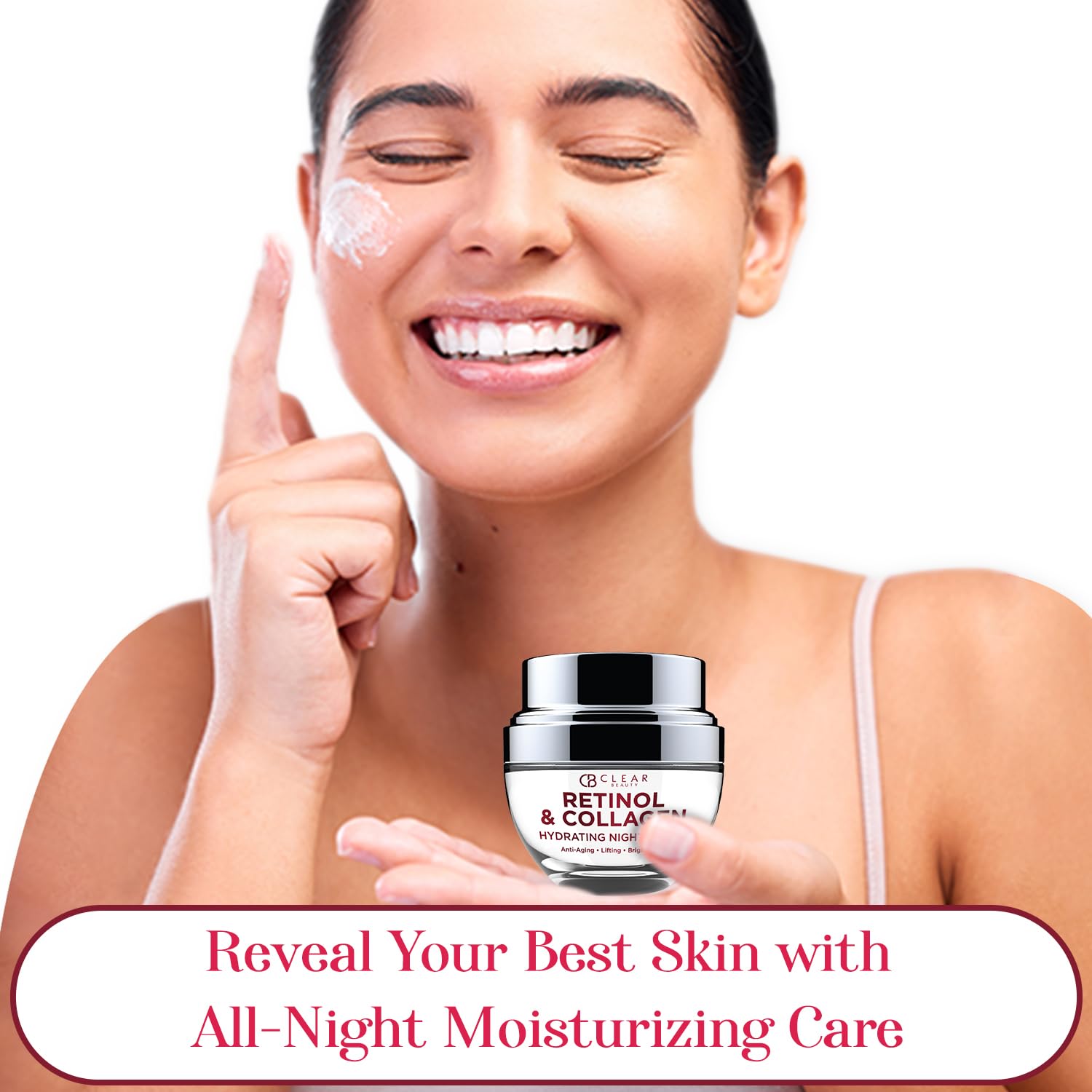 Clear Beauty Collagen & Retinol Night Cream – Firms, Hydrates & Smooths Fine Lines | 1.69 oz | Vegan & Clean K-Beauty