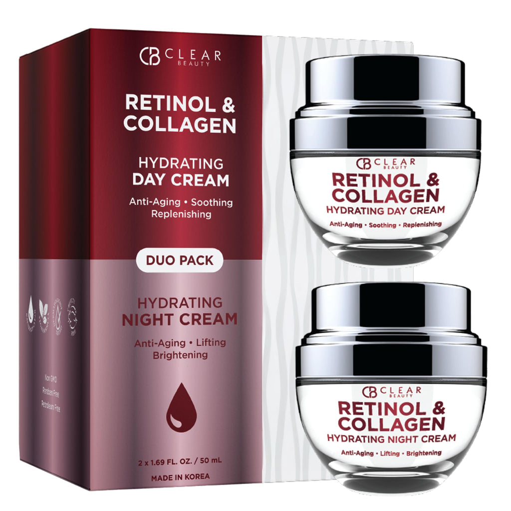 Clear Beauty Retinol & Collagen Day & Night Cream Duo – Vegan Korean Skincare