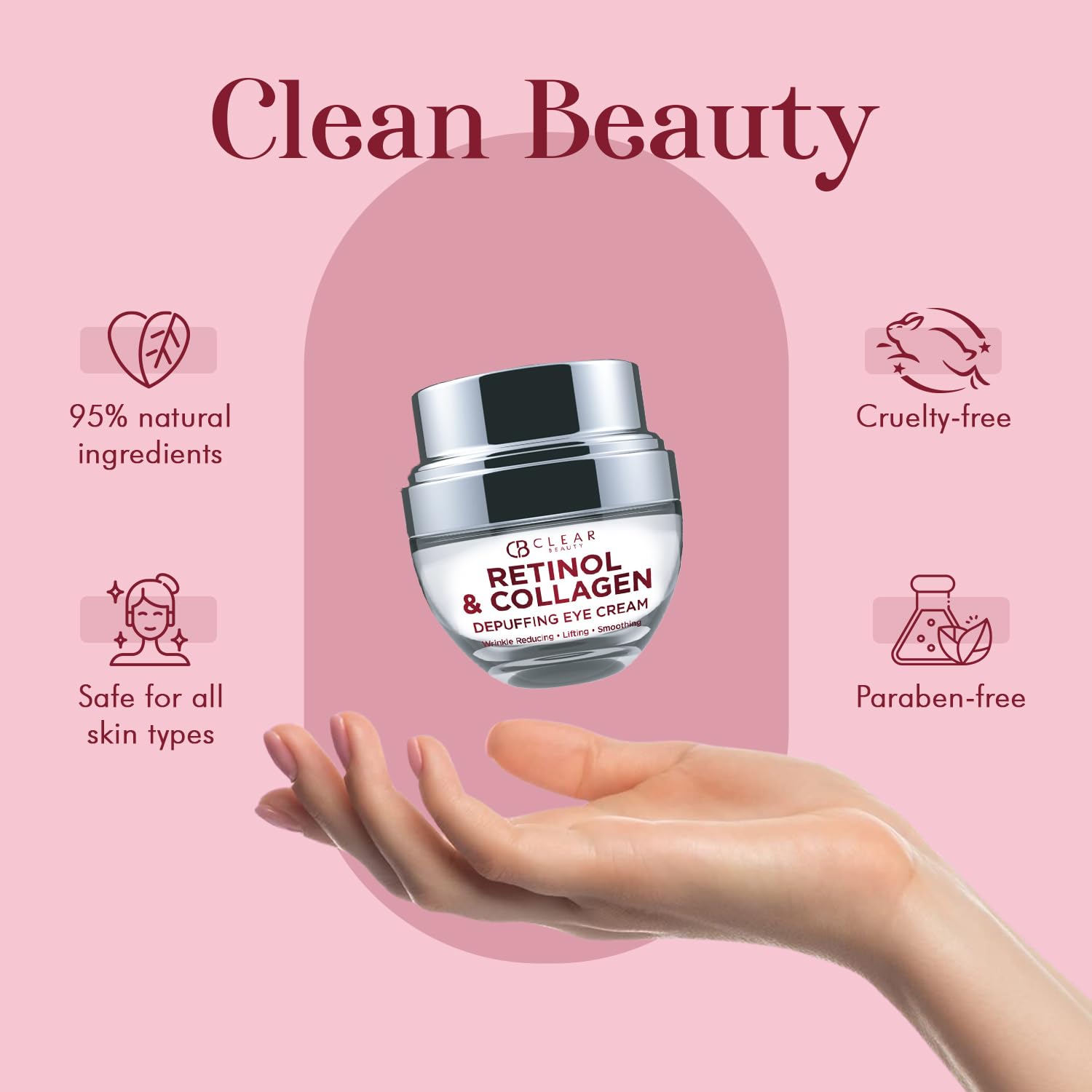 Clear Beauty Retinol Eye Cream with Collagen – Anti-Aging, Hydration & Puffiness Reduction