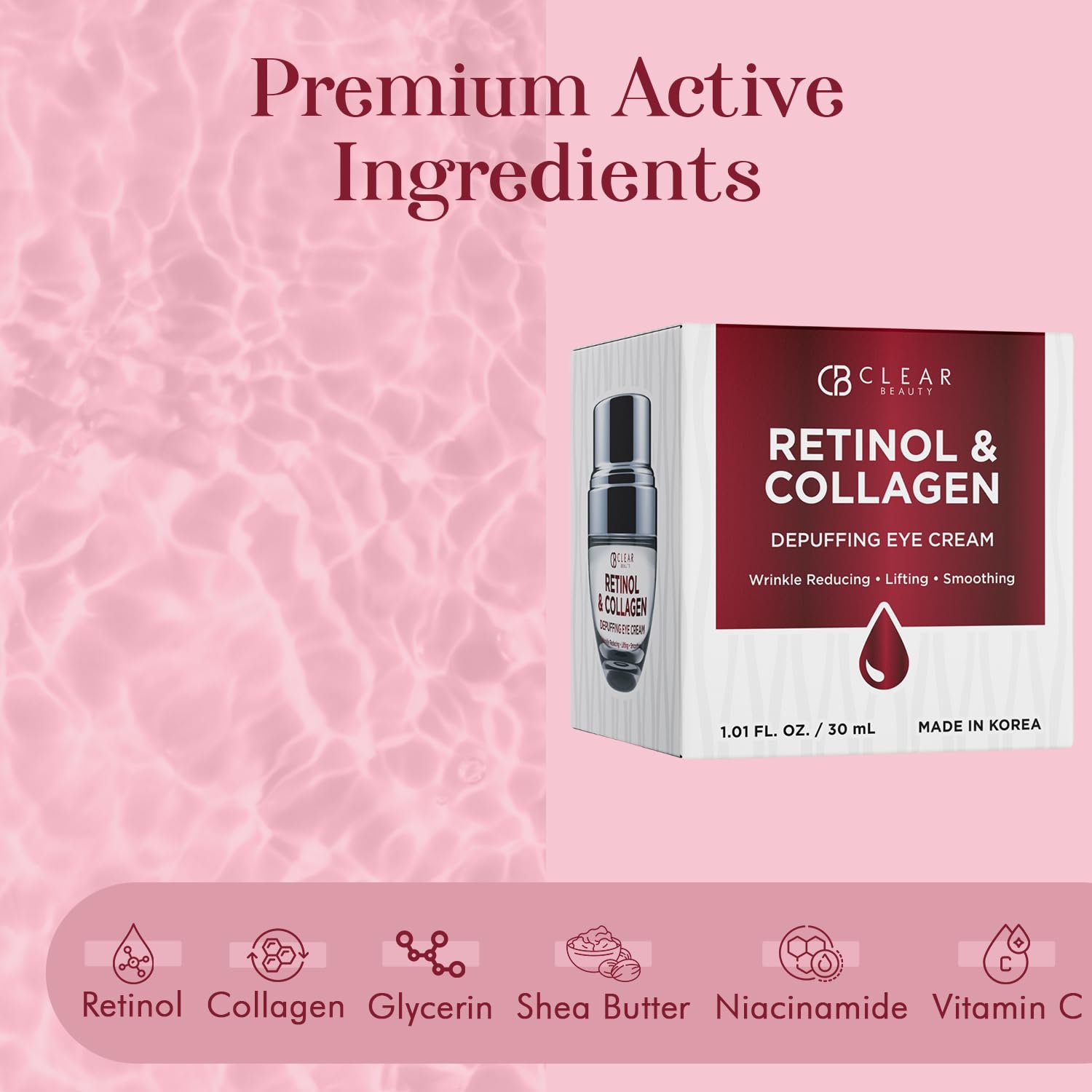 Clear Beauty Retinol Eye Cream with Collagen – Anti-Aging, Hydration & Puffiness Reduction