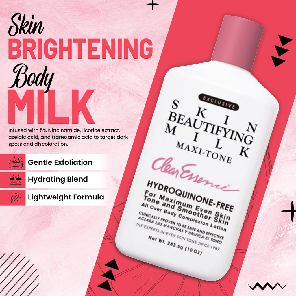 Clear Essence Maxi-Tone Hydrating Milk Lotion – Hydroquinone-Free, Dry Skin Care (10 oz)