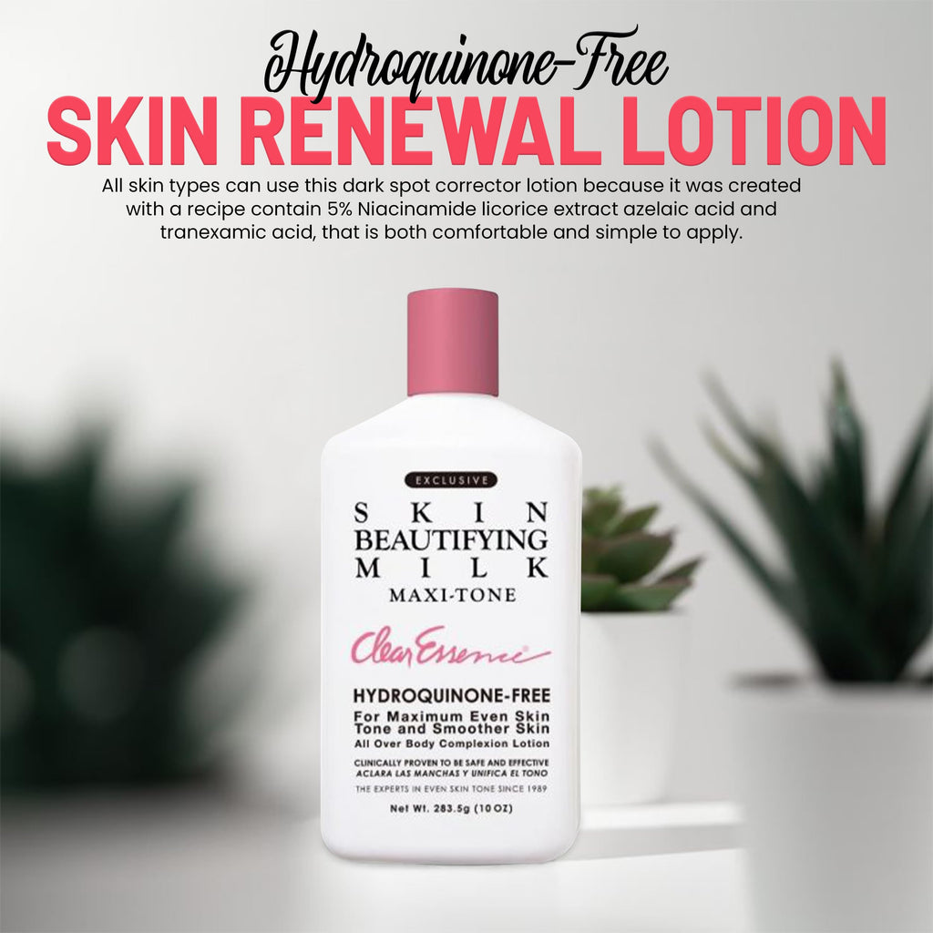Clear Essence Maxi-Tone Hydrating Milk Lotion – Hydroquinone-Free, Dry Skin Care (10 oz)