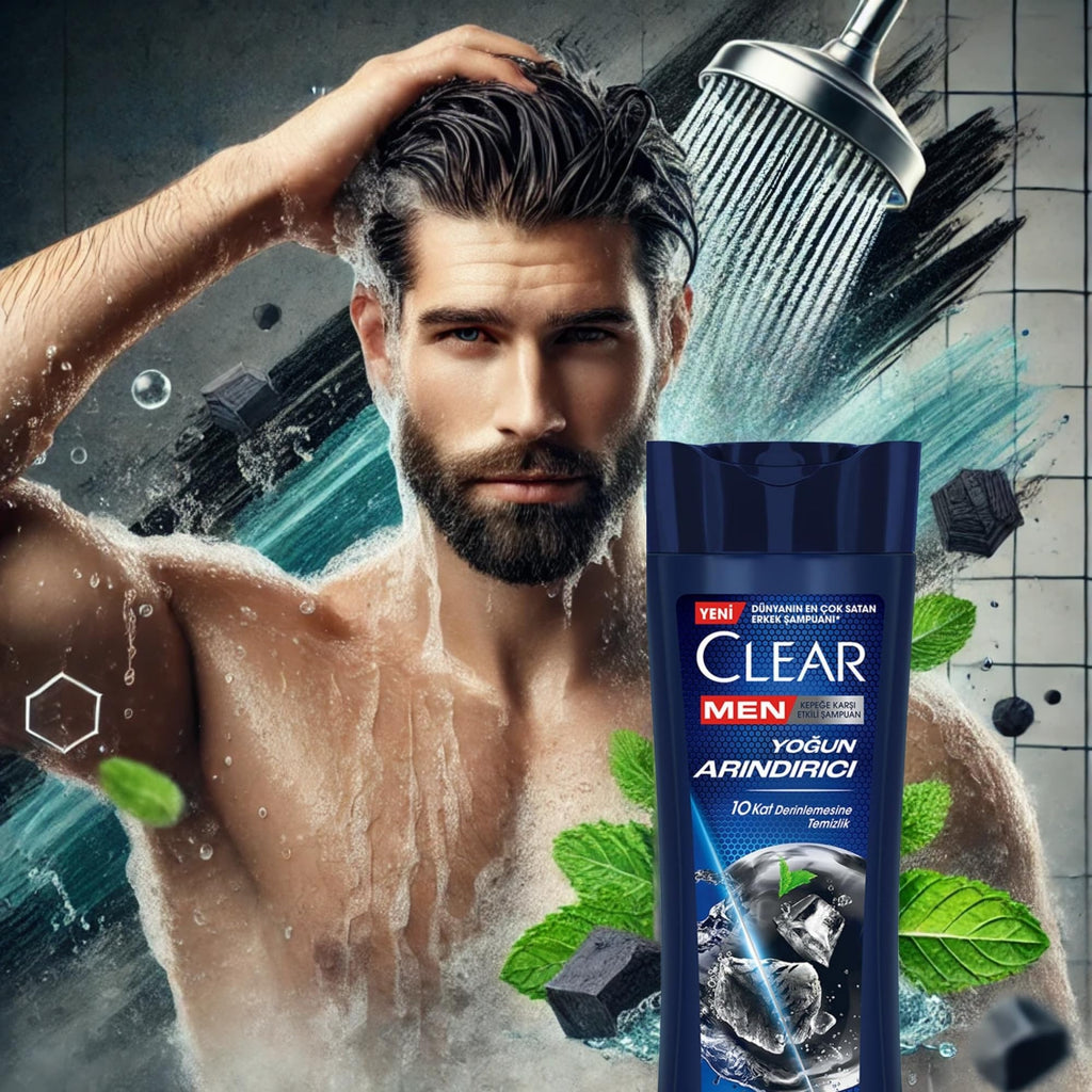 CLEAR Men Deep Cleansing Shampoo with Charcoal & Mint – Anti-Dandruff, 11.8 fl oz