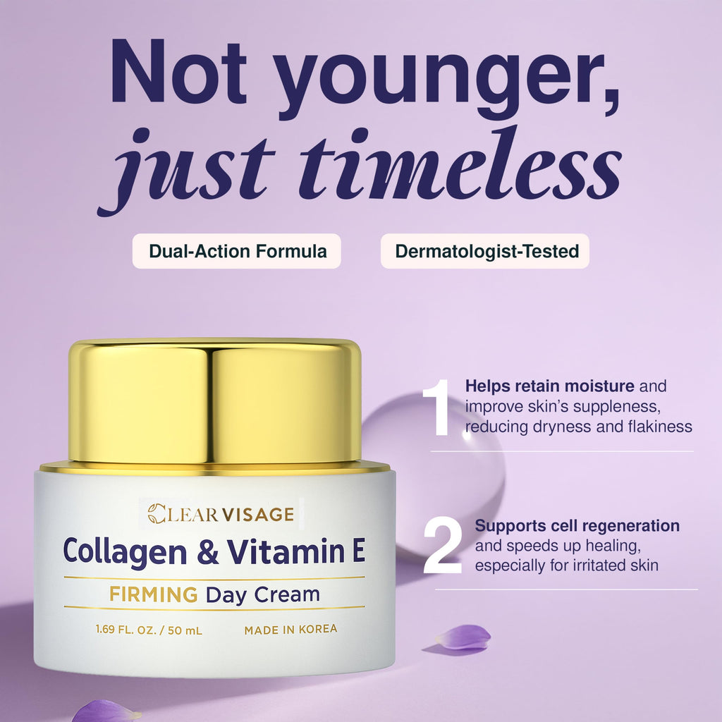 Clear Visage Collagen + Vitamin E Moisturizer – Dermatologist Tested, Vegan, Korean Skincare