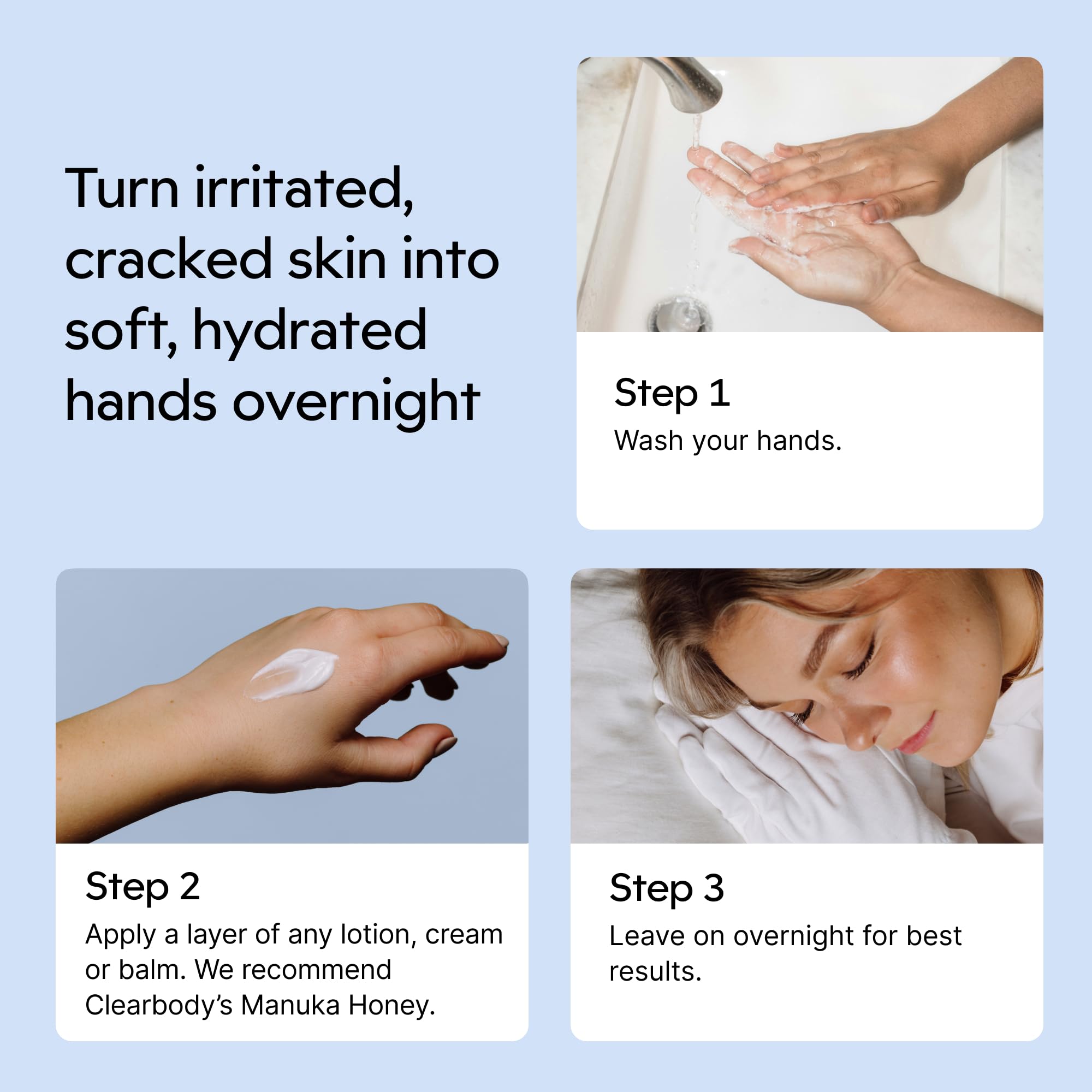 Clearbody Organics 100% Organic Cotton Gloves – 5 Pairs White Sleeping Mitts, Size M