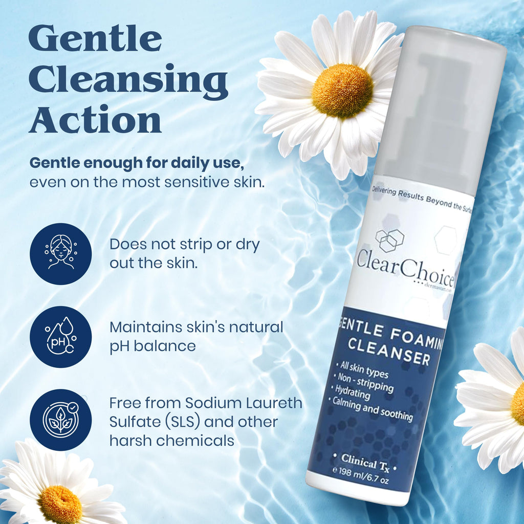 Clear Choice Gentle Foaming Cleanser 6.7oz – Soap-Free, SLS-Free Face Wash for Sensitive Skin