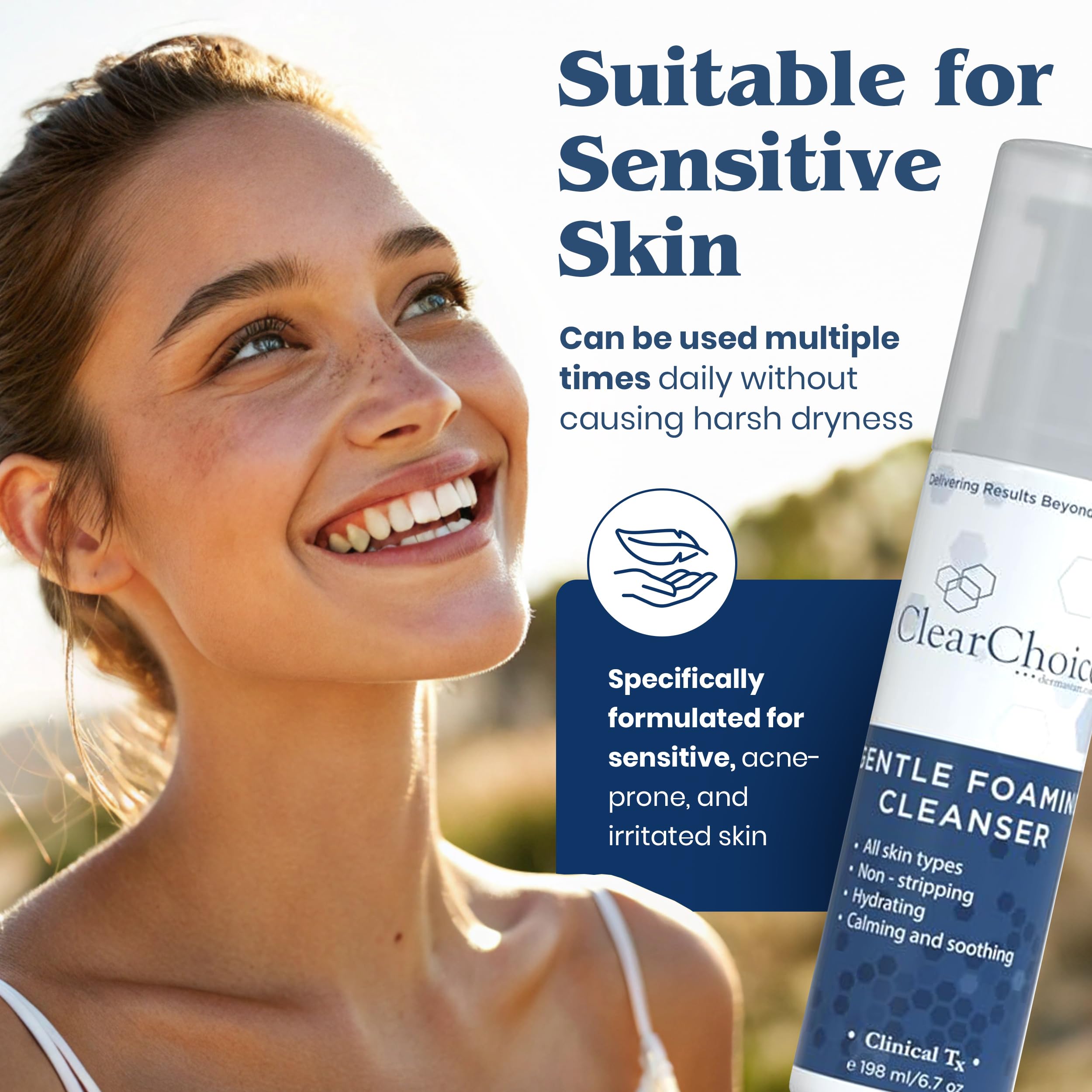 Clear Choice Gentle Foaming Cleanser 6.7oz – Soap-Free, SLS-Free Face Wash for Sensitive Skin
