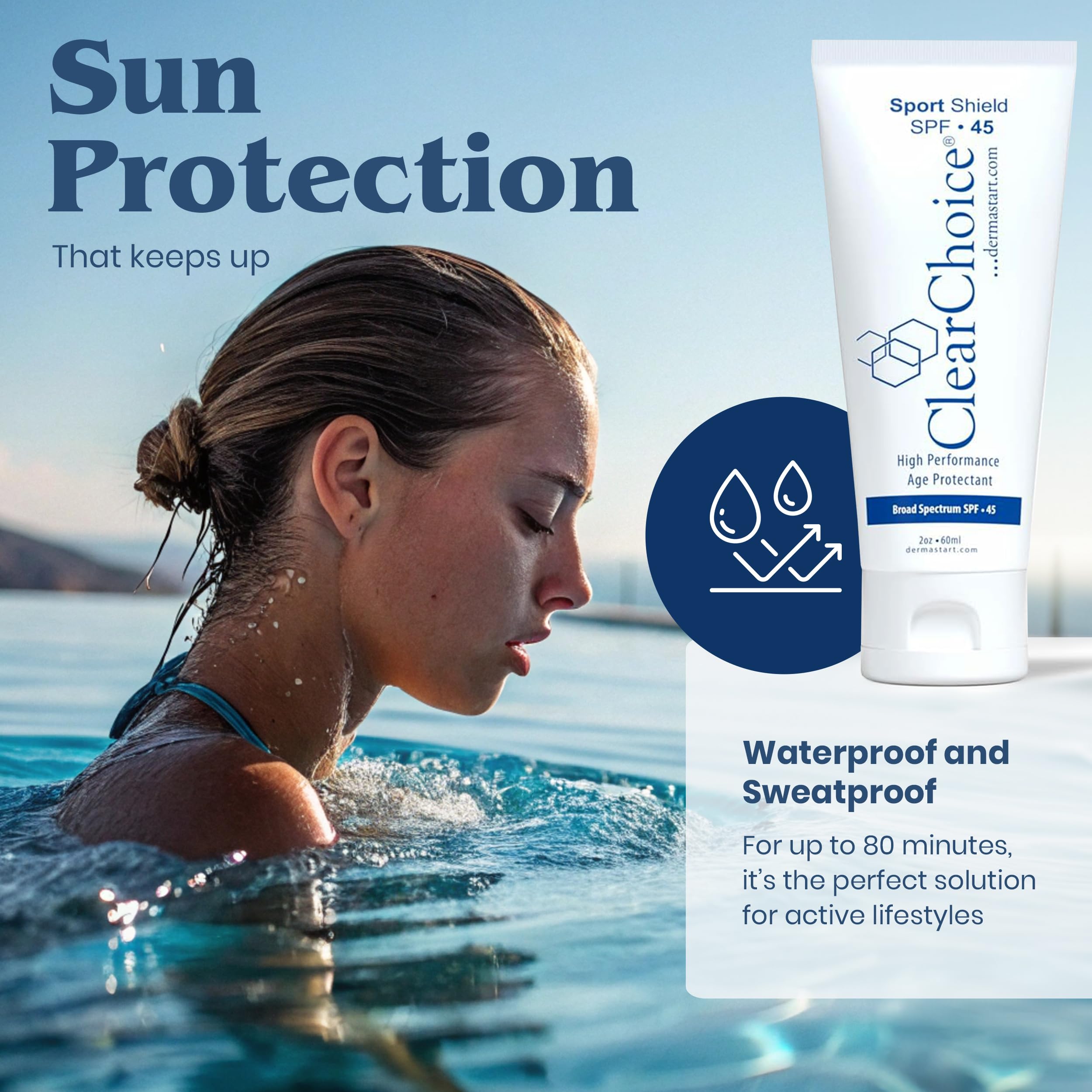 ClearChoice Sport Shield SPF 45 – Mineral Sunscreen & Moisturizer | No White Cast | 60 ml