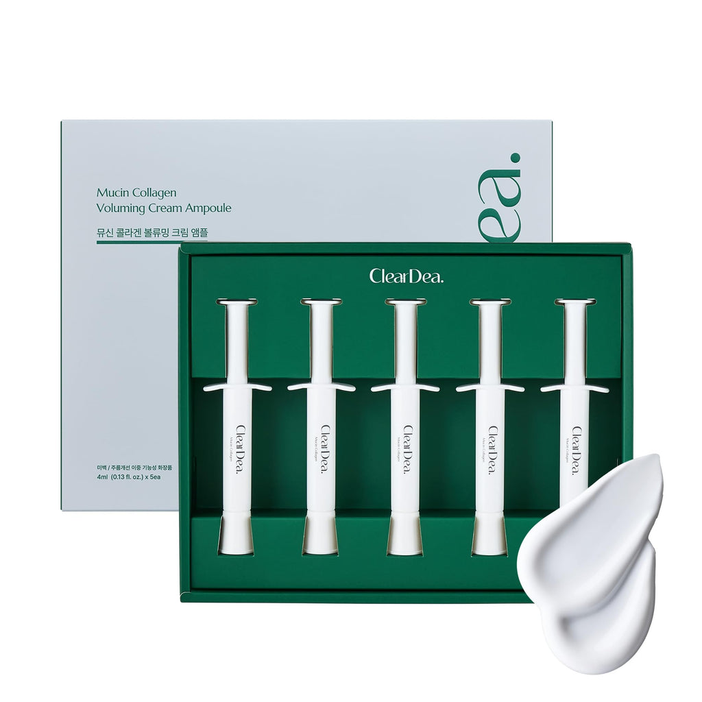ClearDea Mucin Collagen Voluming Ampoule Moisturizer – Deep Hydration, Dual Collagen + Mucin Care (0.14 Fl Oz x 5)