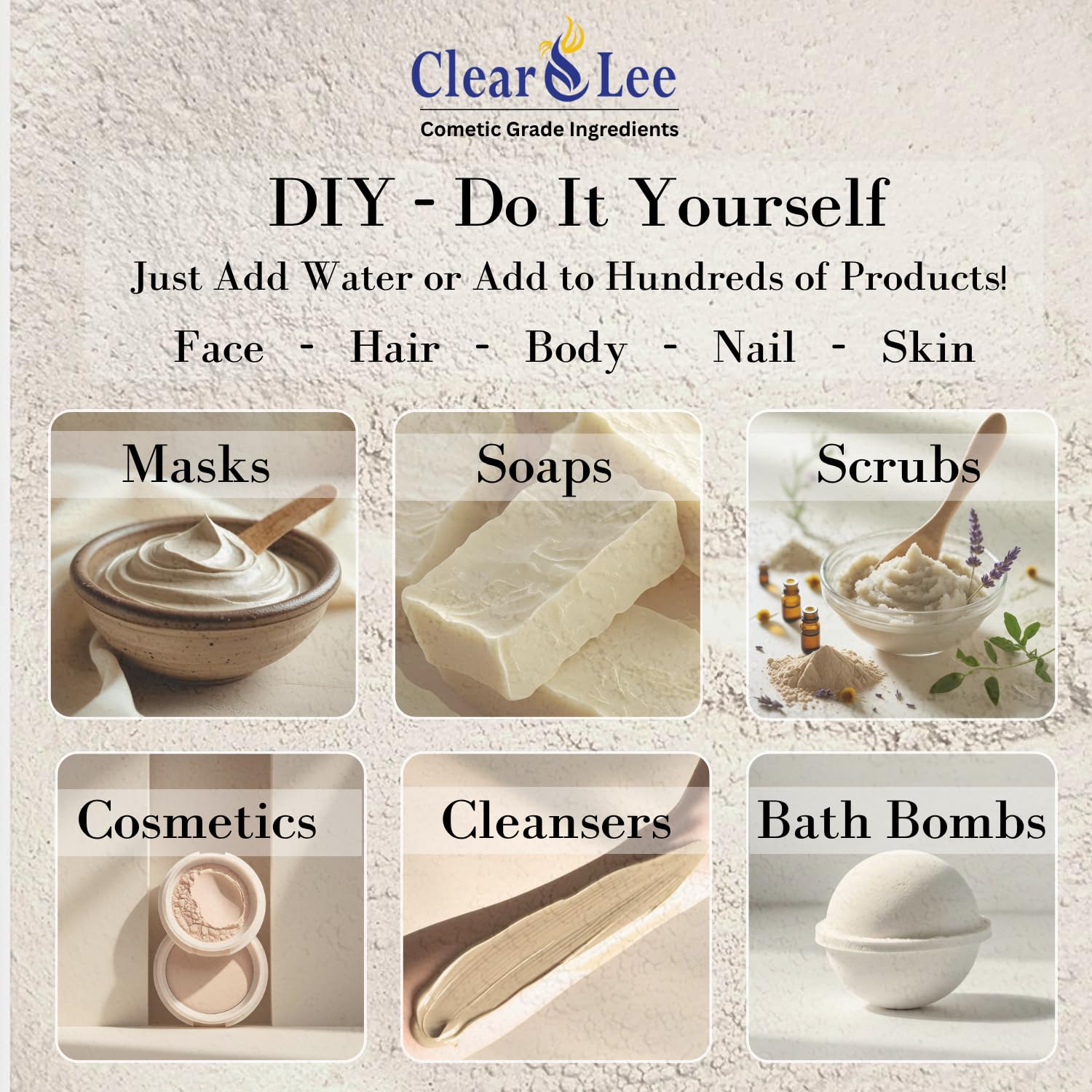 ClearLee Kaolin Clay Cosmetic Grade Powder - 100% Pure, Natural DIY Masks (5 LB)