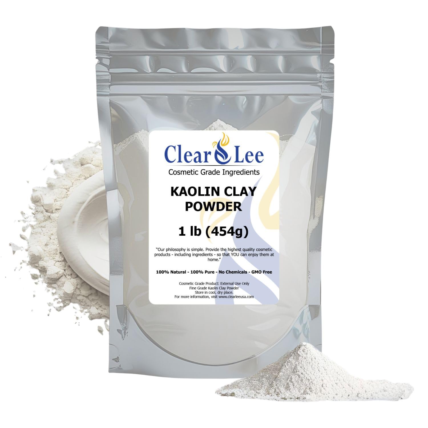 ClearLee Kaolin Clay Cosmetic Grade Powder – 100% Pure, Natural, 1 lb for Skin Detox & DIY Masks