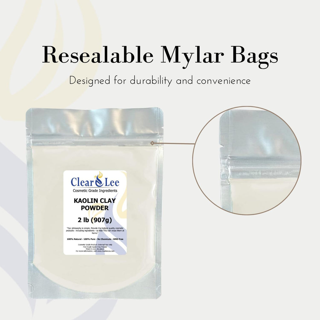 ClearLee Kaolin Clay Cosmetic Grade Powder - 100% Pure, Natural DIY Masks (5 LB)