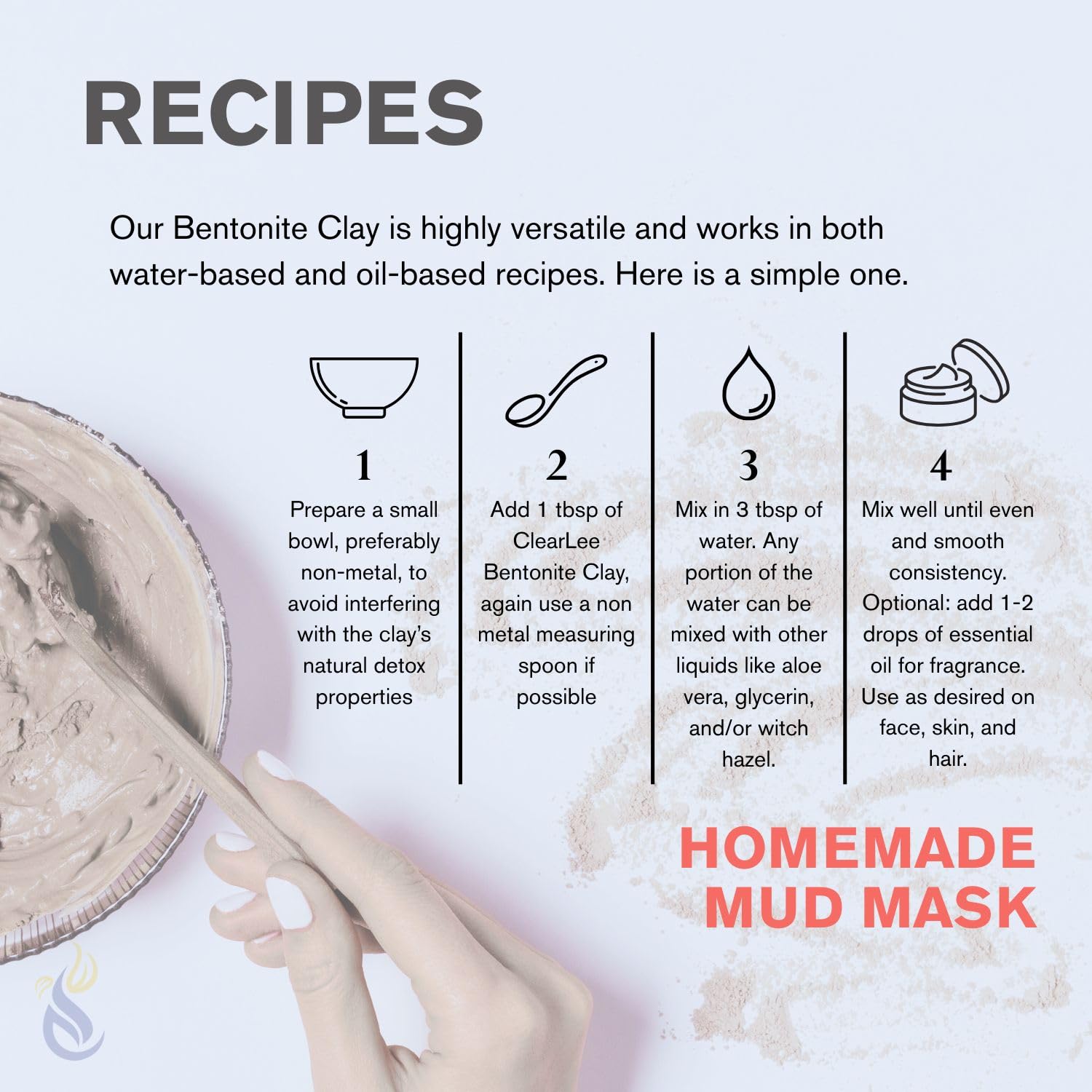 ClearLee Bentonite Clay Powder – 100% Pure Cosmetic Grade Indian Clay for Skin Detox & DIY Masks