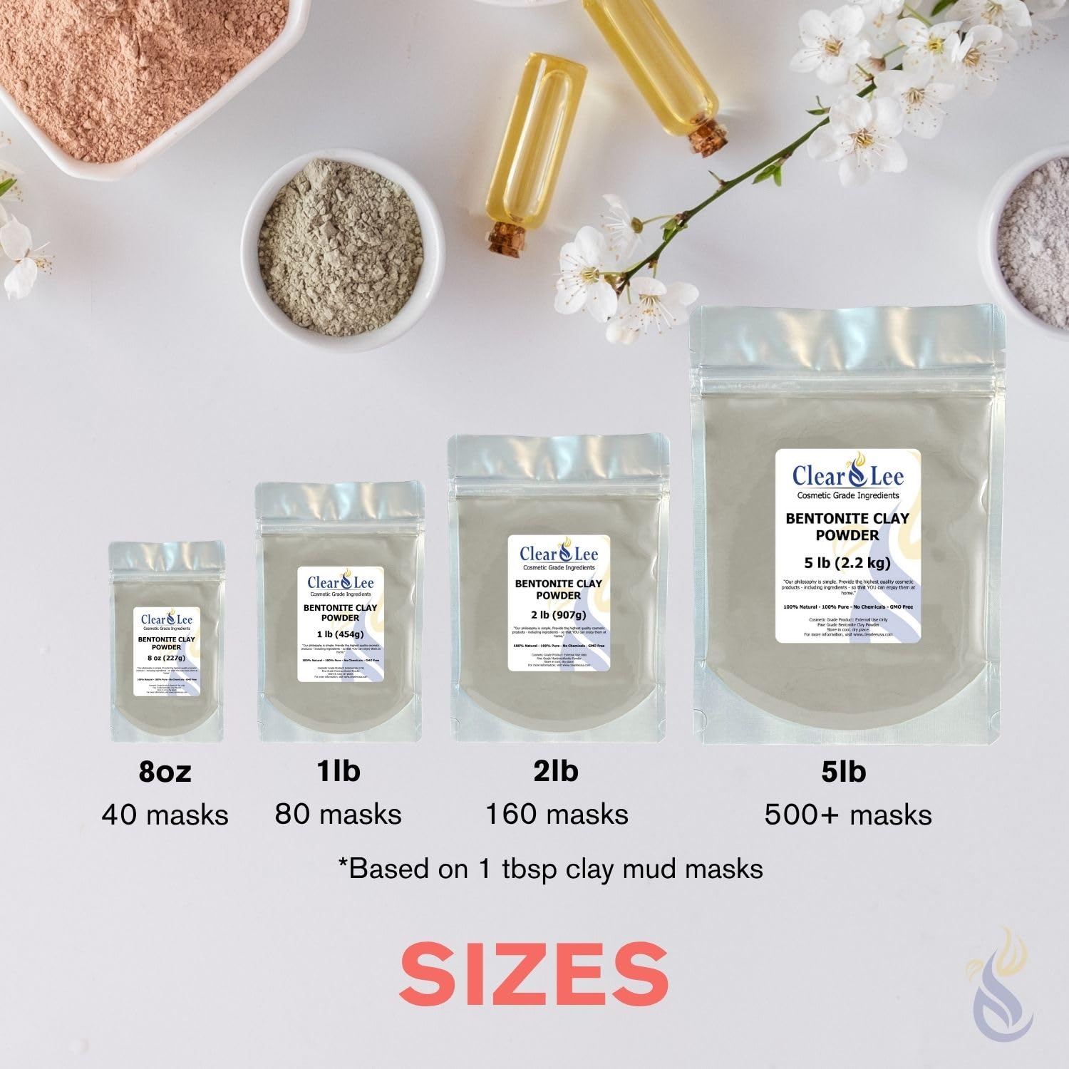 ClearLee Bentonite Clay Powder – 100% Pure Cosmetic Grade Indian Clay for Skin Detox & DIY Masks