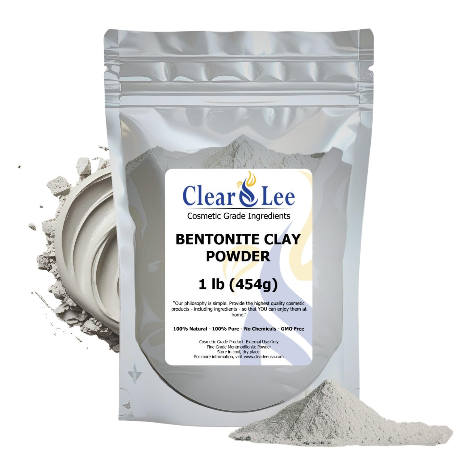 ClearLee Bentonite Clay Powder – 100% Pure Cosmetic Grade Indian Clay for Skin Detox & DIY Masks