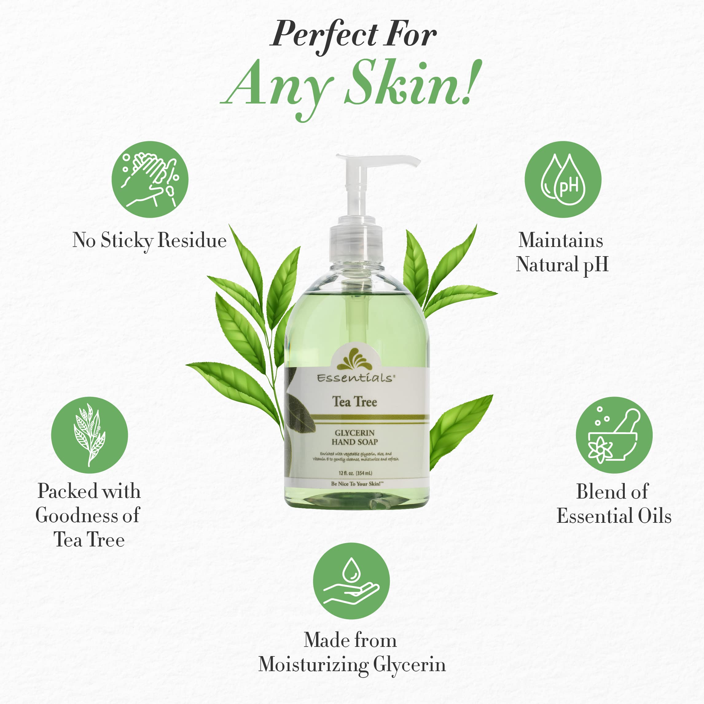 Clearly Natural Essentials Glycerin Liquid Hand Soap – Tea Tree, 3 oz, 3-Pack